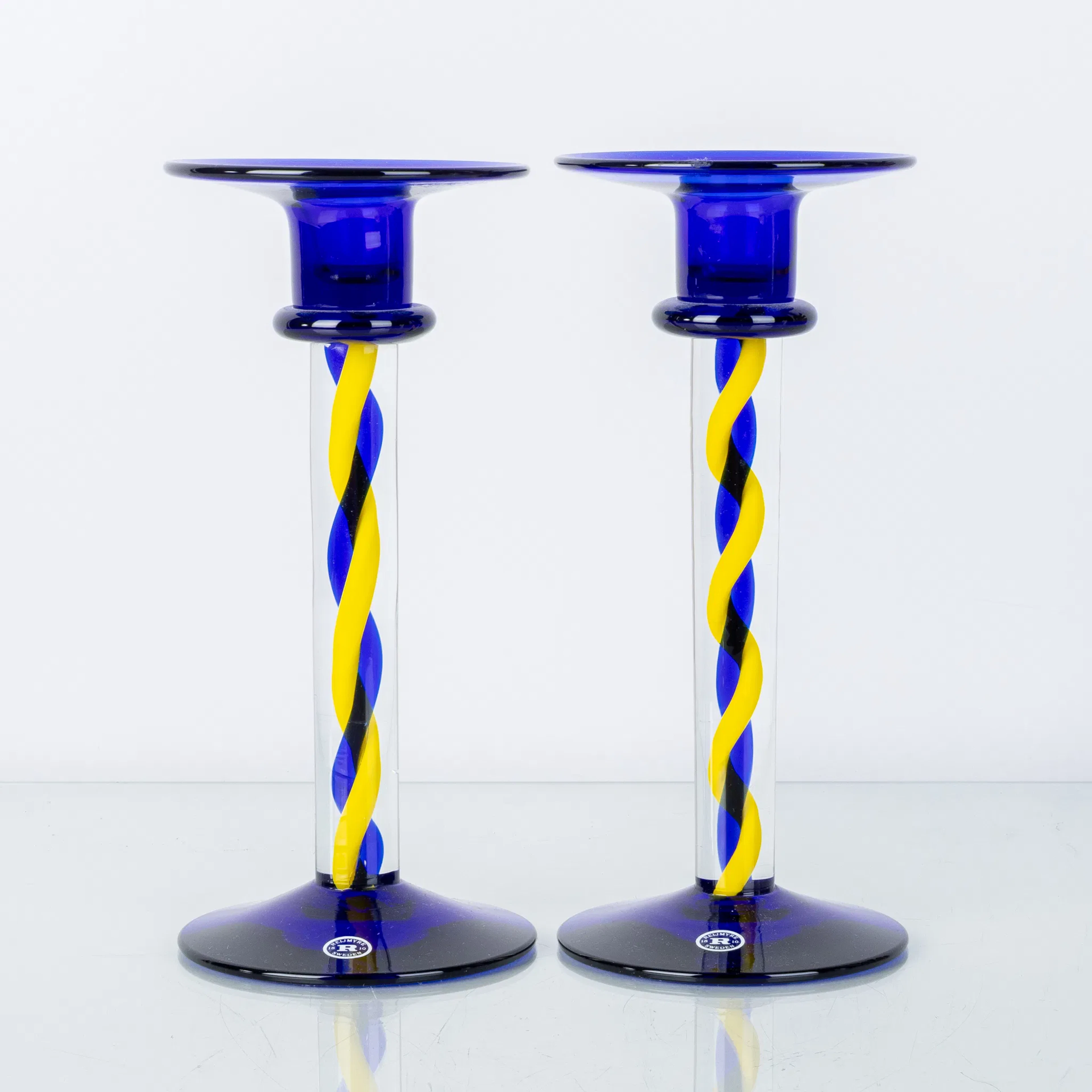 MARGARETA HENNIX, 1 pair, glass candlesticks, Reijmyre, 1900s/2000s