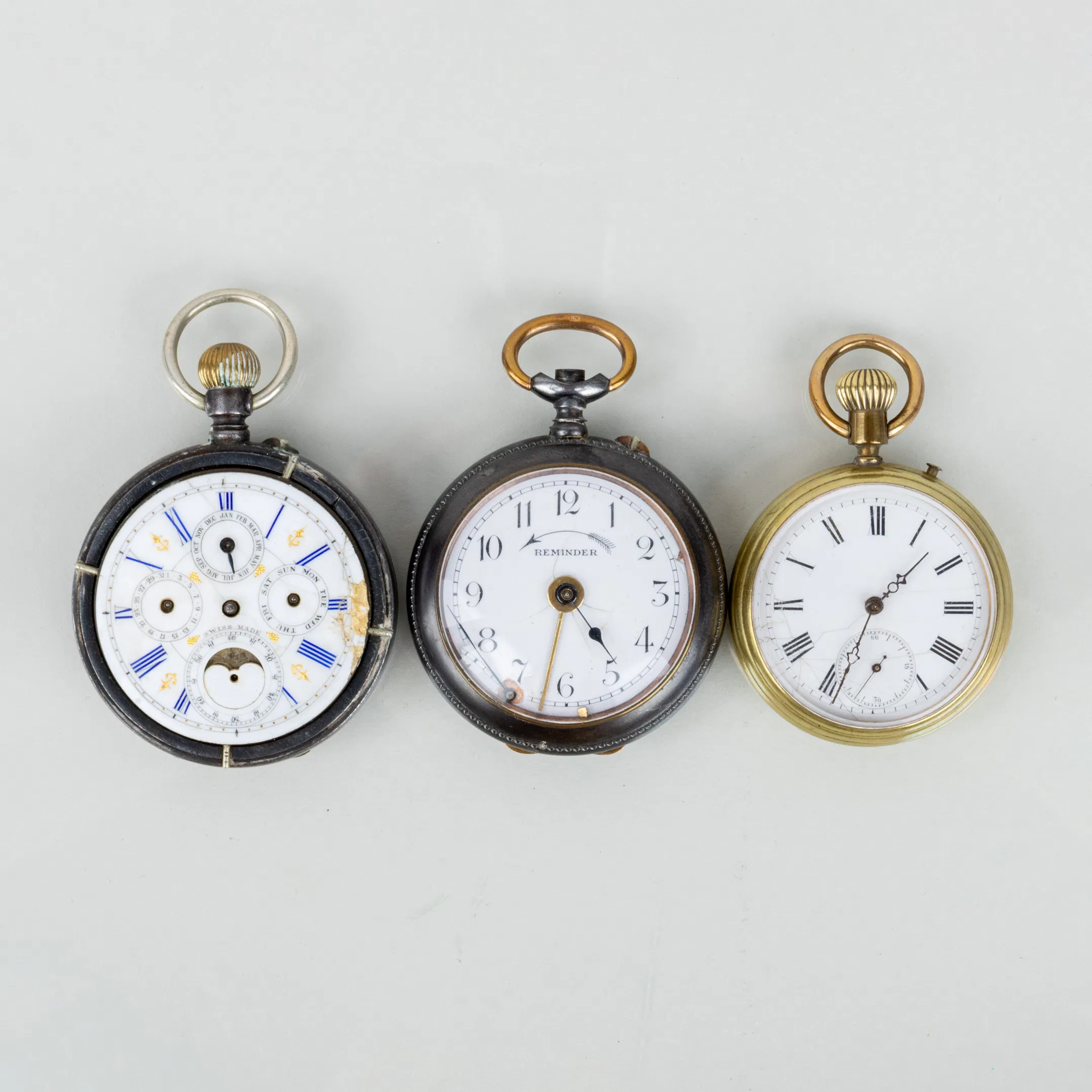 RELOJ DE BOLSILLO, 3 piezas, acero, principios del siglo XX