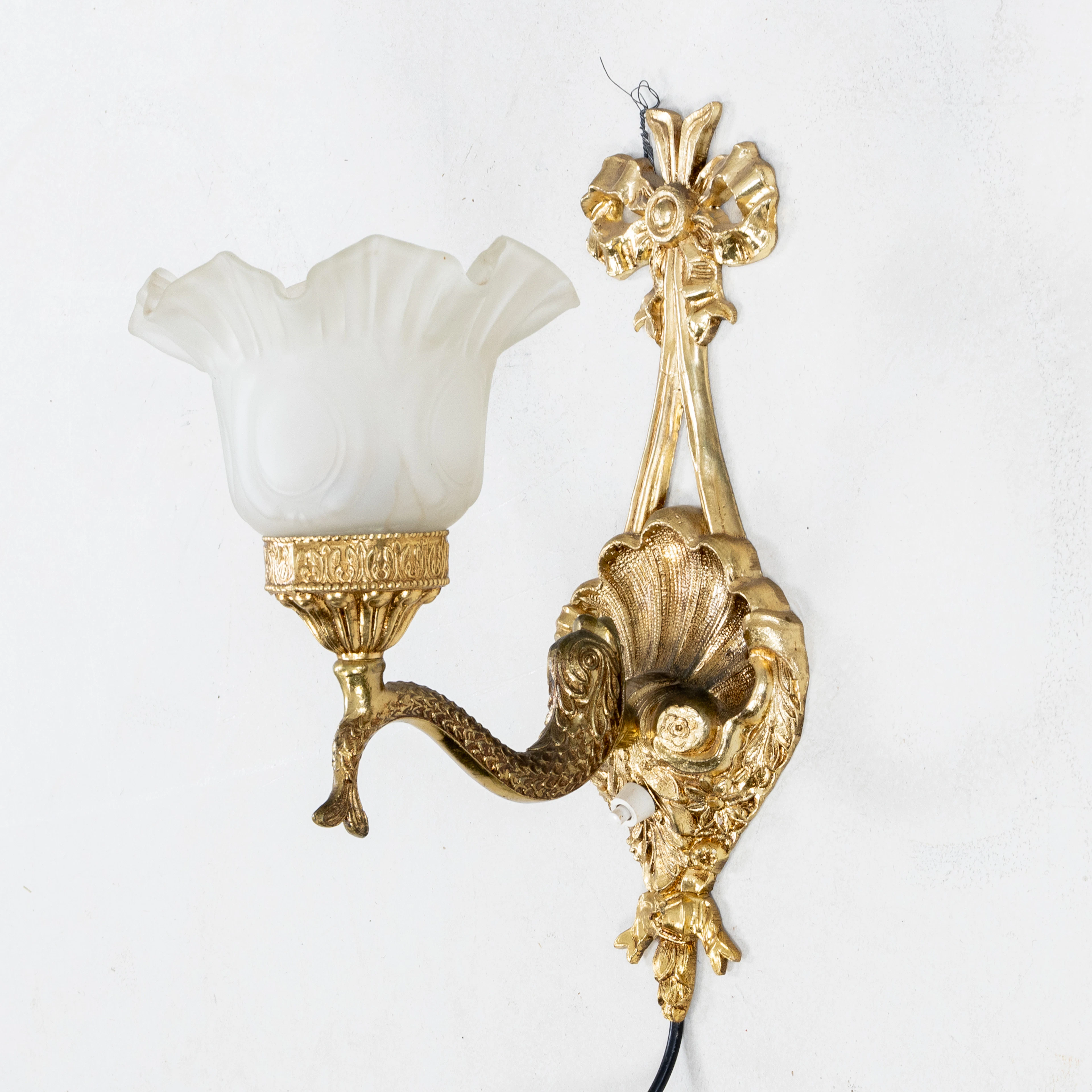 LAMPADA da MURO, ottone e vetro, anni 1900