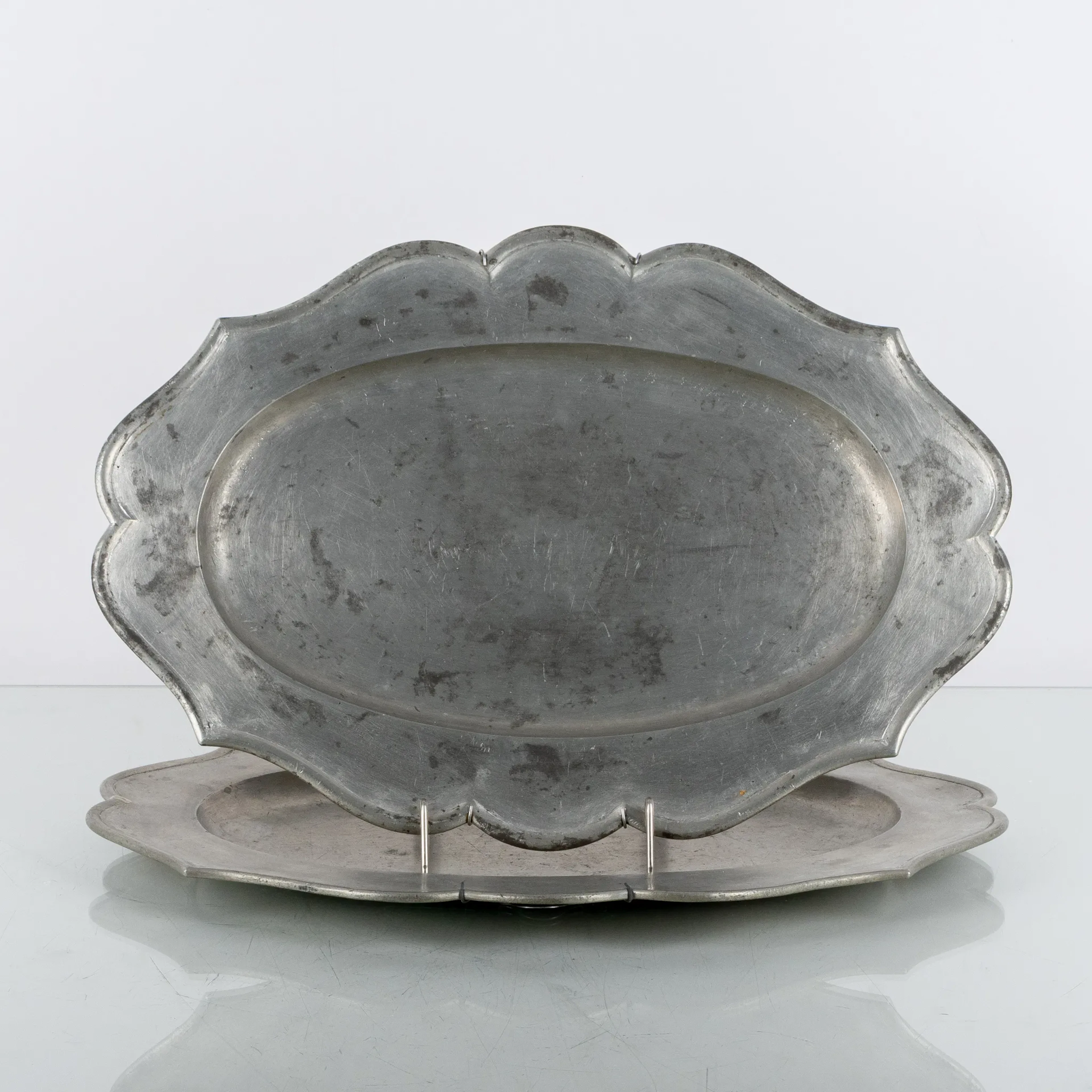 DISH, 1 par, peltre, rococó, siglo XVIII