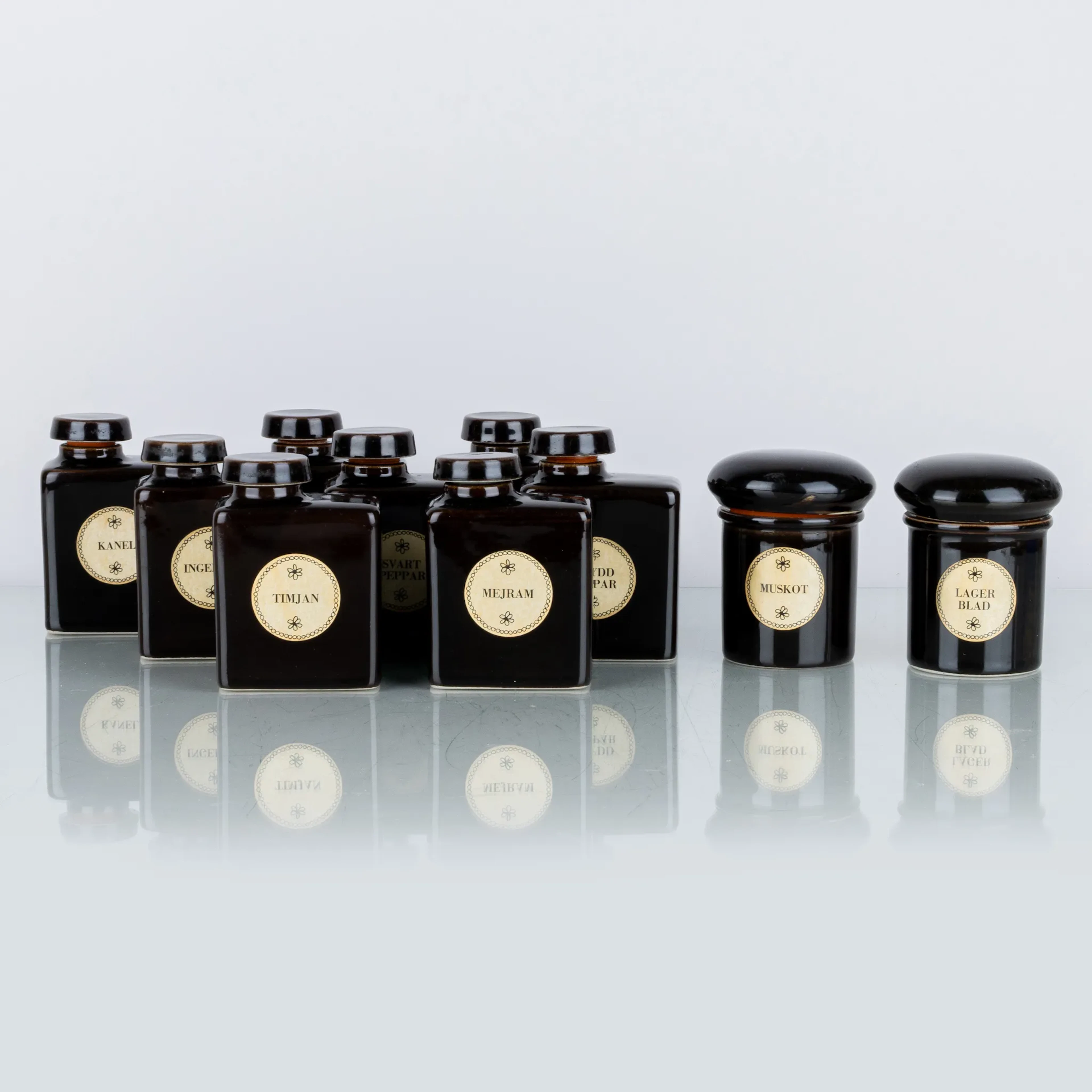 BOCAUX À SICE, 10 pièces, grés émaillé, A&J, Höganäs Keramik