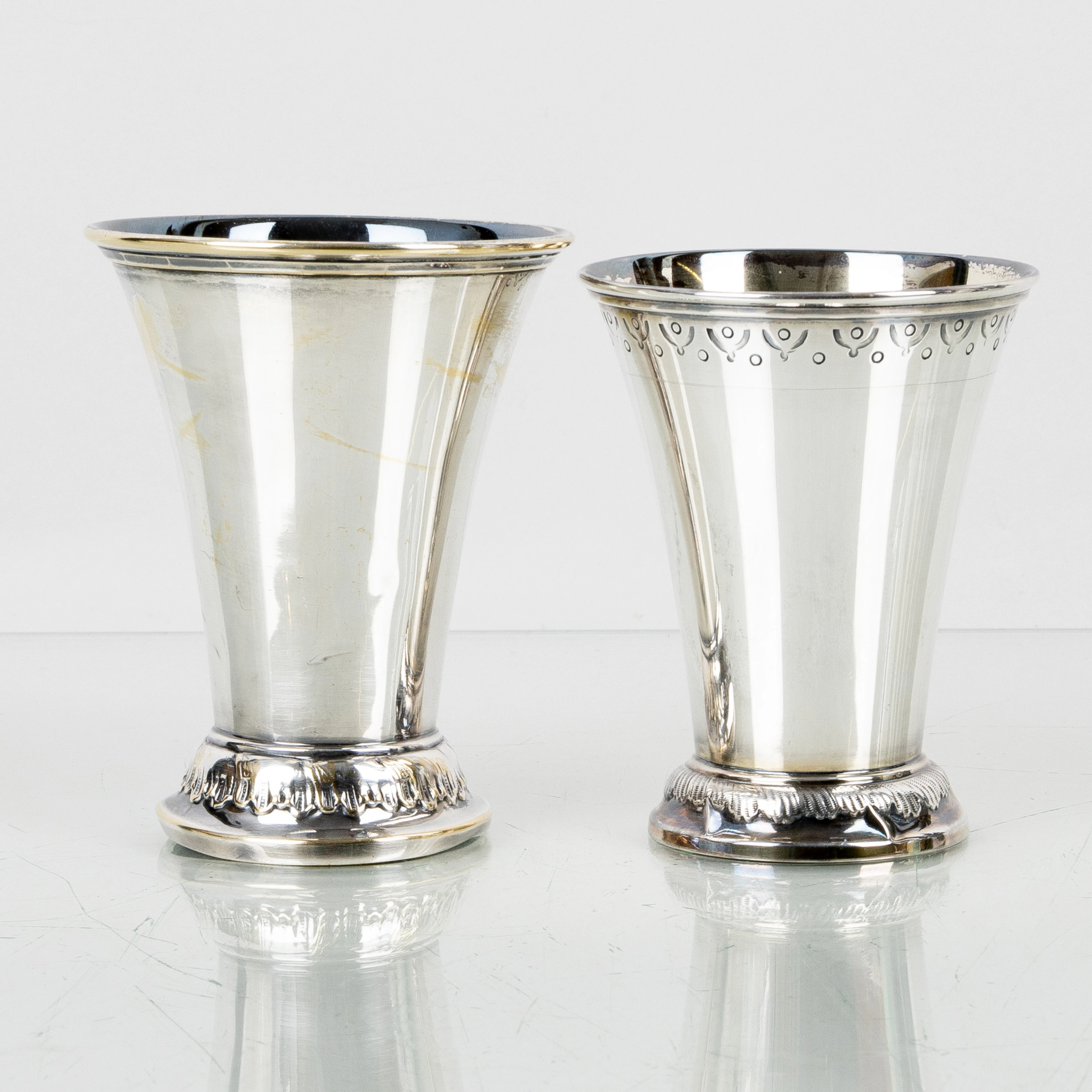 TAZZA, 2 pz, argento, 1900, peso tot circa 125 g