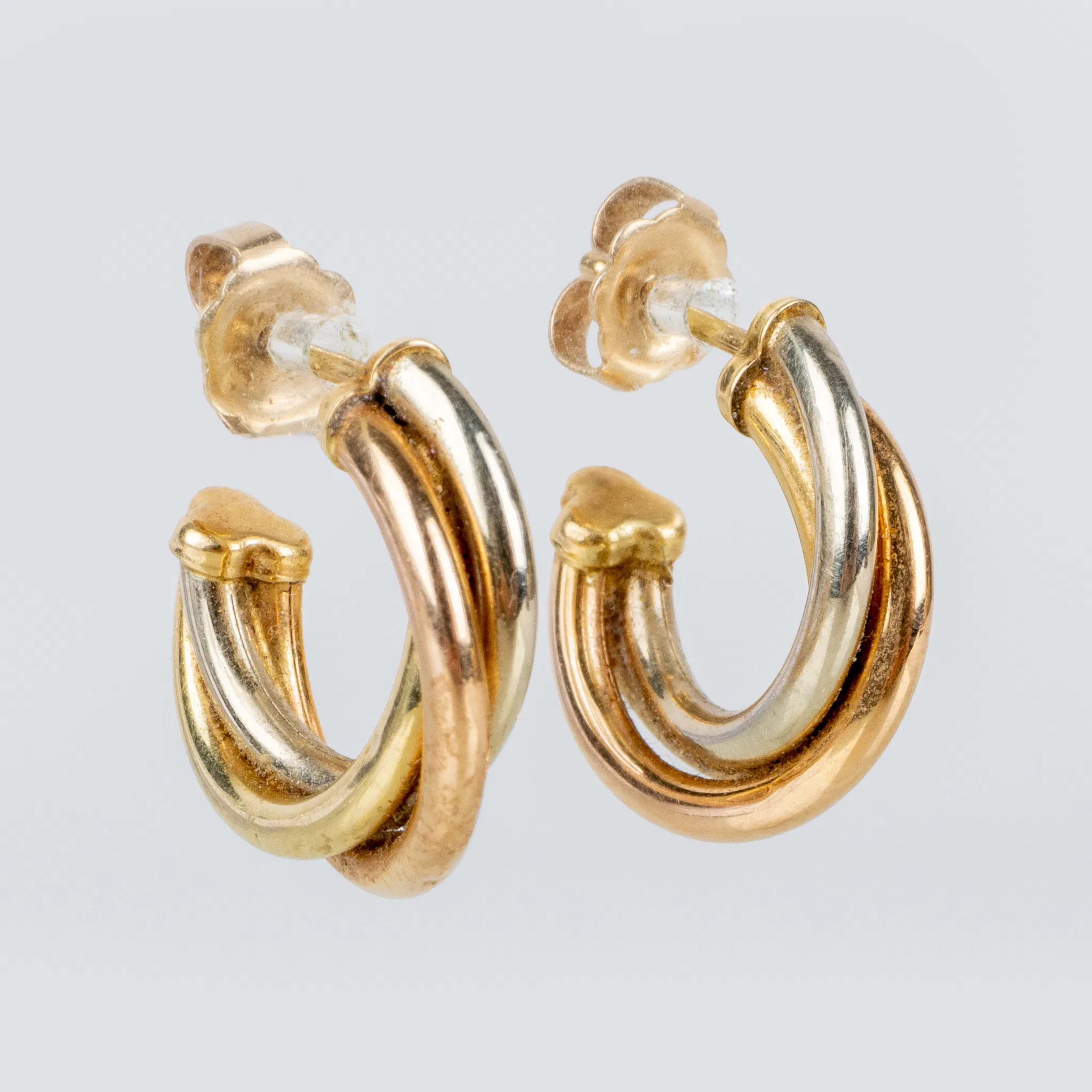 PENDIENTES, 1 par, oro 14 quilates, tres colores