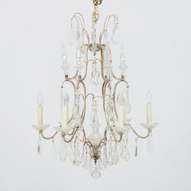 CHANDELIER, patinated metal, baroque style, late 1900s