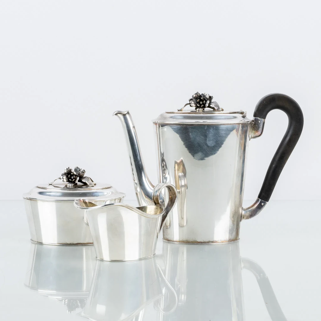 SET DA CAFFÈ, 3 pezzi, argento, WA Bolin, Stoccolma 1946