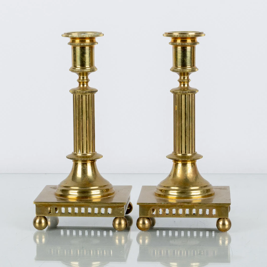 CANDELABRI, 1 paio, ottone, stile gustaviano, "P10", Skultuna, anni 1900