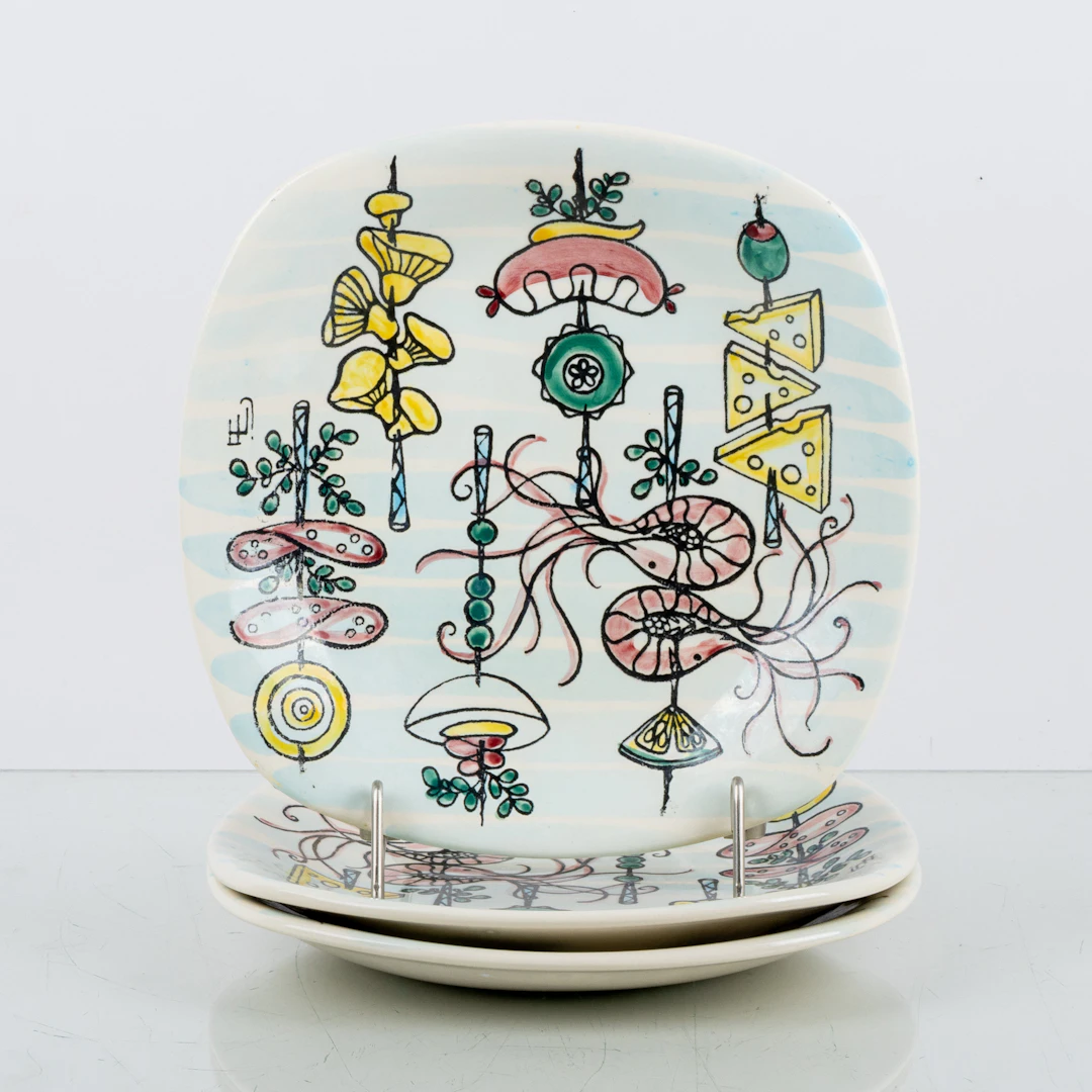 ANITA NYLUND, 3 platos, "Cocktail", Jie Gantofta, 1900s