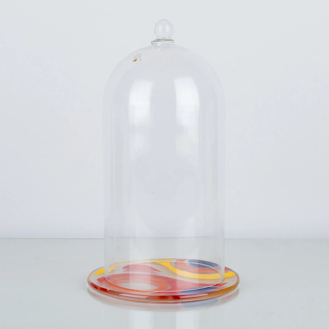 CÚPULA DE CRISTAL CON PLATILLO, finales del siglo XX