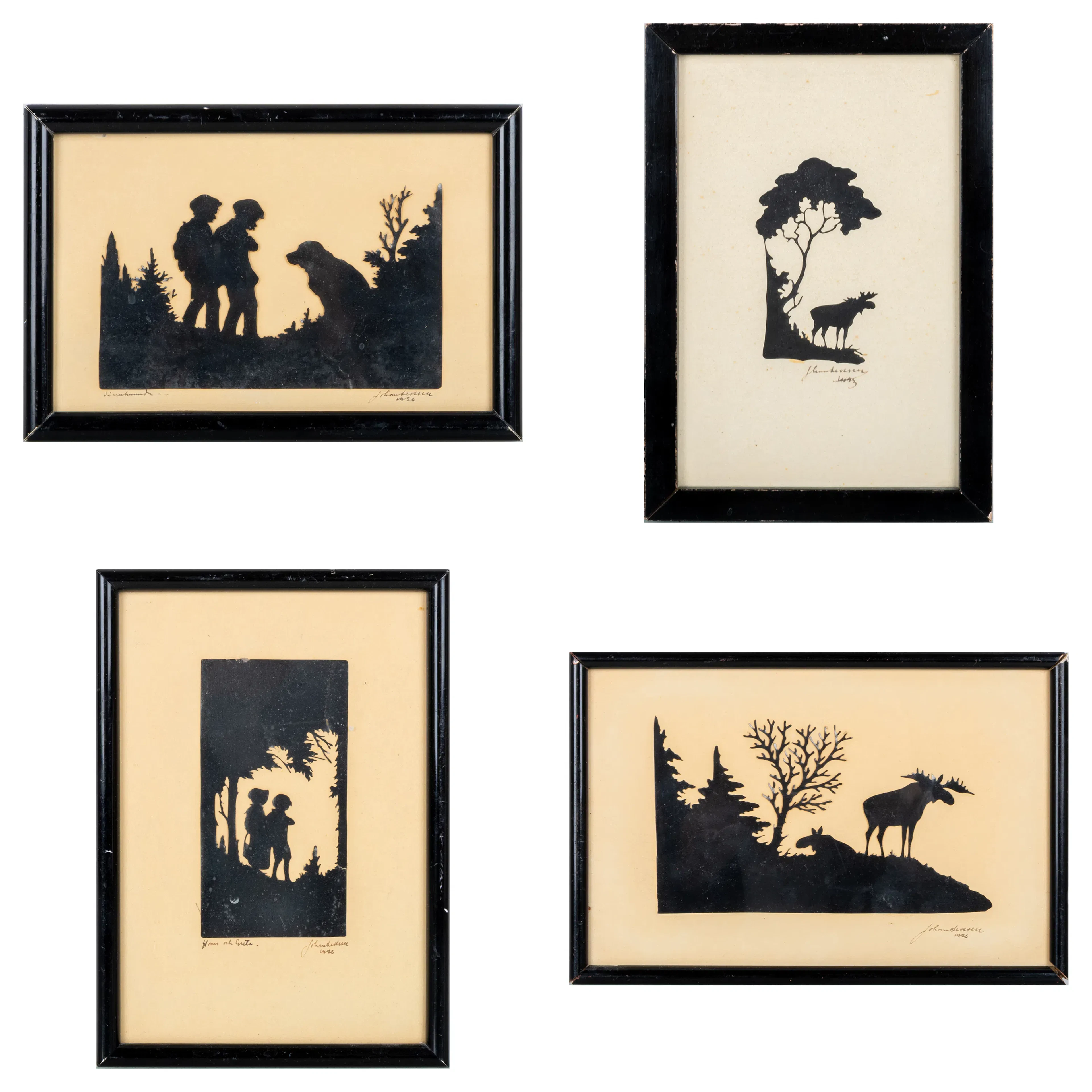 JOHAN LEKSELL (1874-1932), 4 tagli silhouette, firmati e datati 1926
