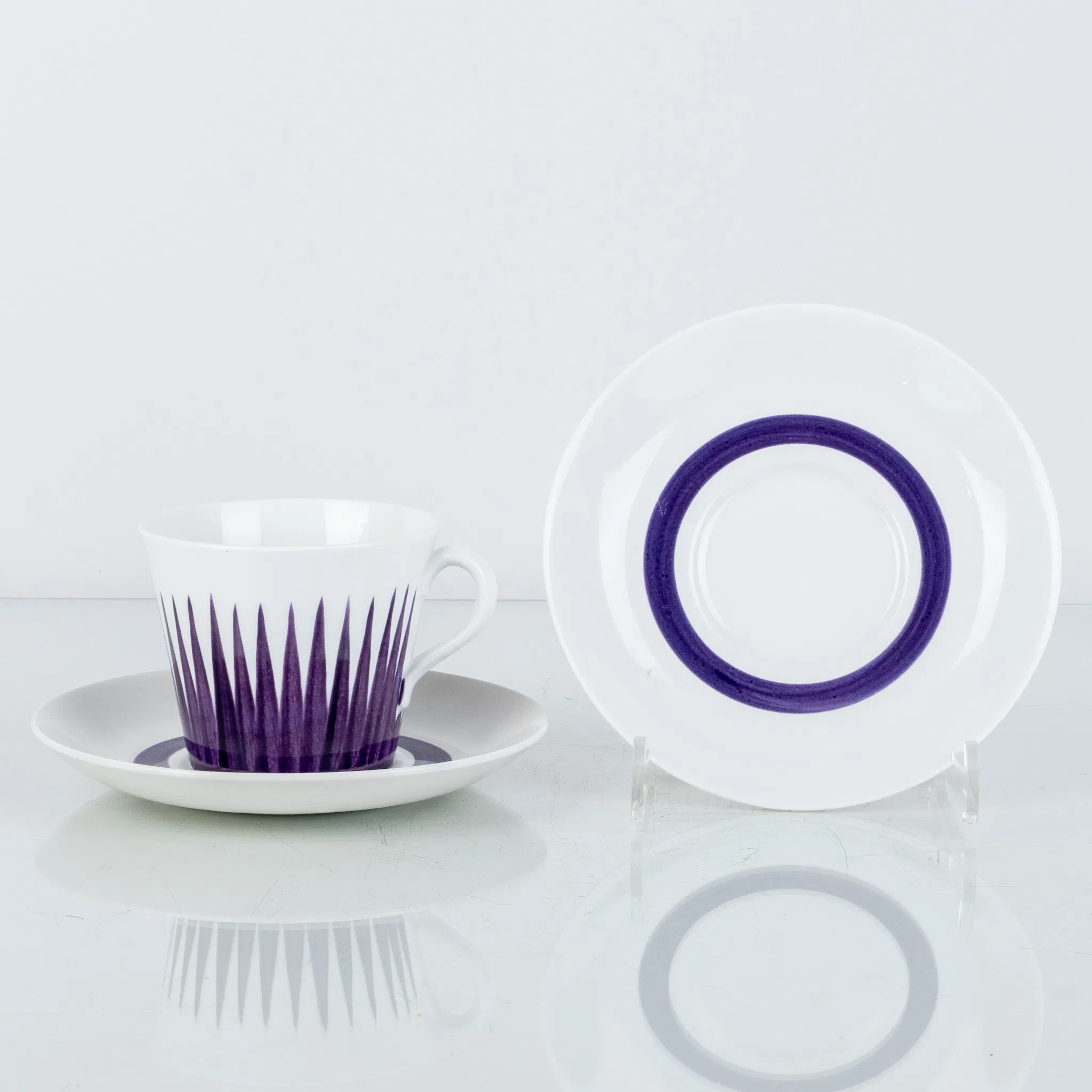 Taza de té, con 2 platillos, porcelana, "Astra", Gefle, mediados del siglo XX