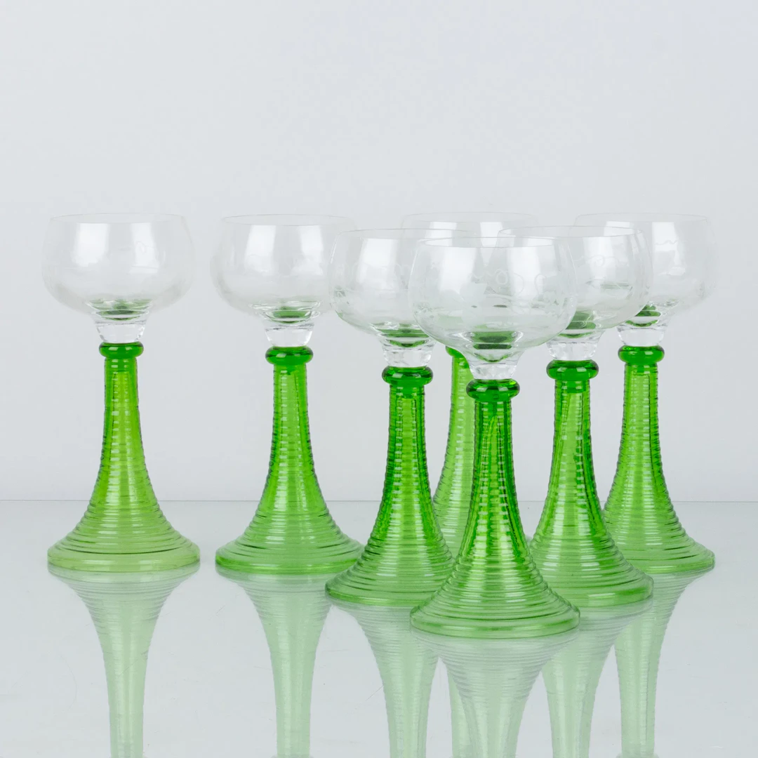 CORREAS DE VINO BLANCO, 7 copas, segunda mitad del siglo XX