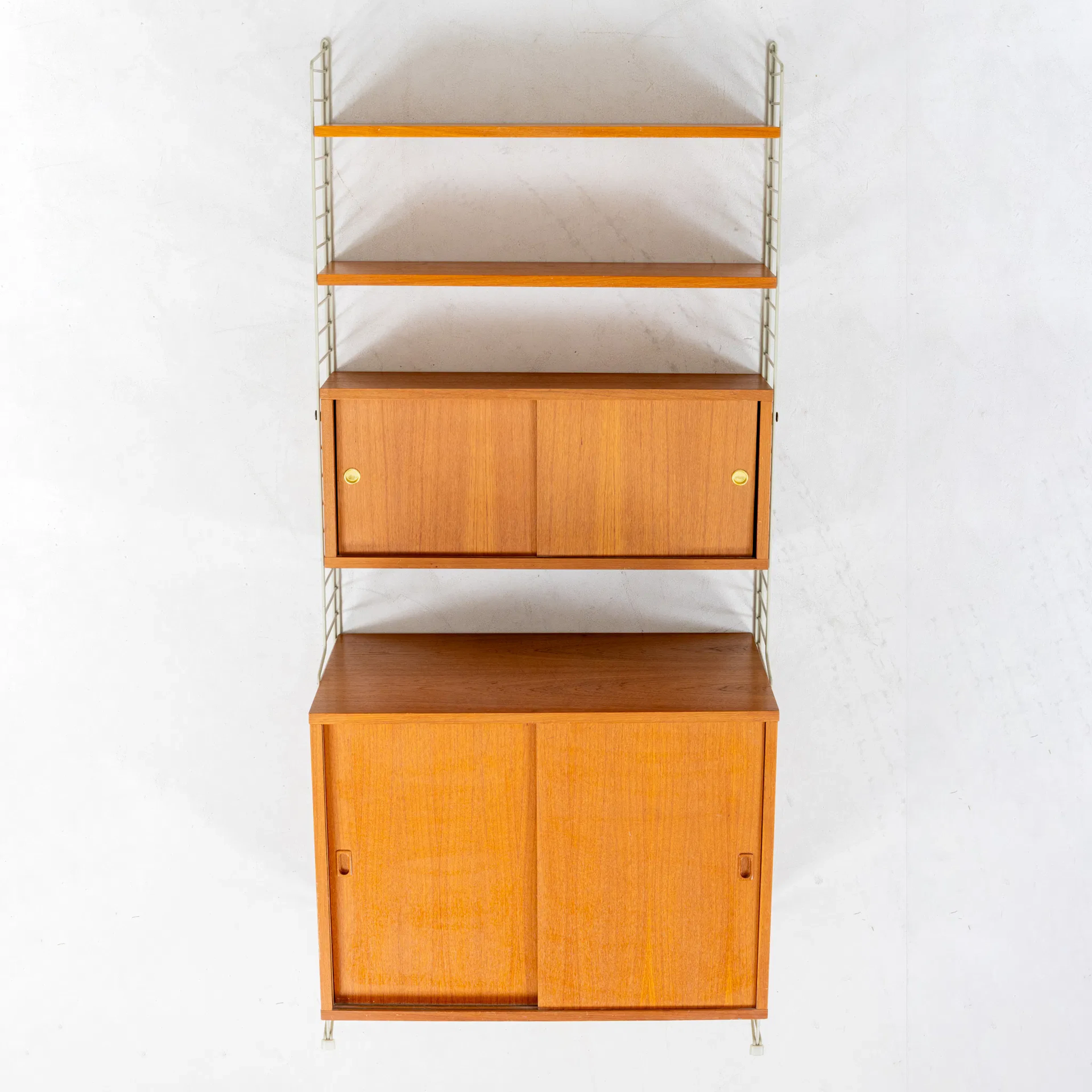SHELVING SYSTEM, 4 pieces, teak, string model, mid-1900s