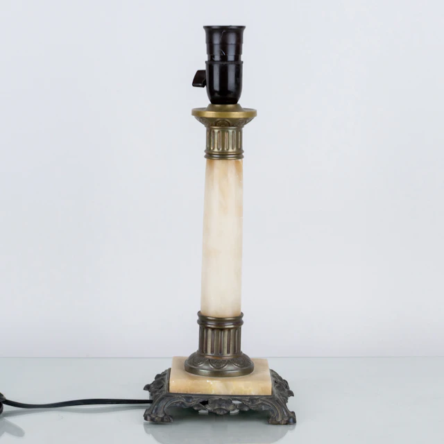 TABLE LAMP base, metal and alabaster, the first half of the 20th century
