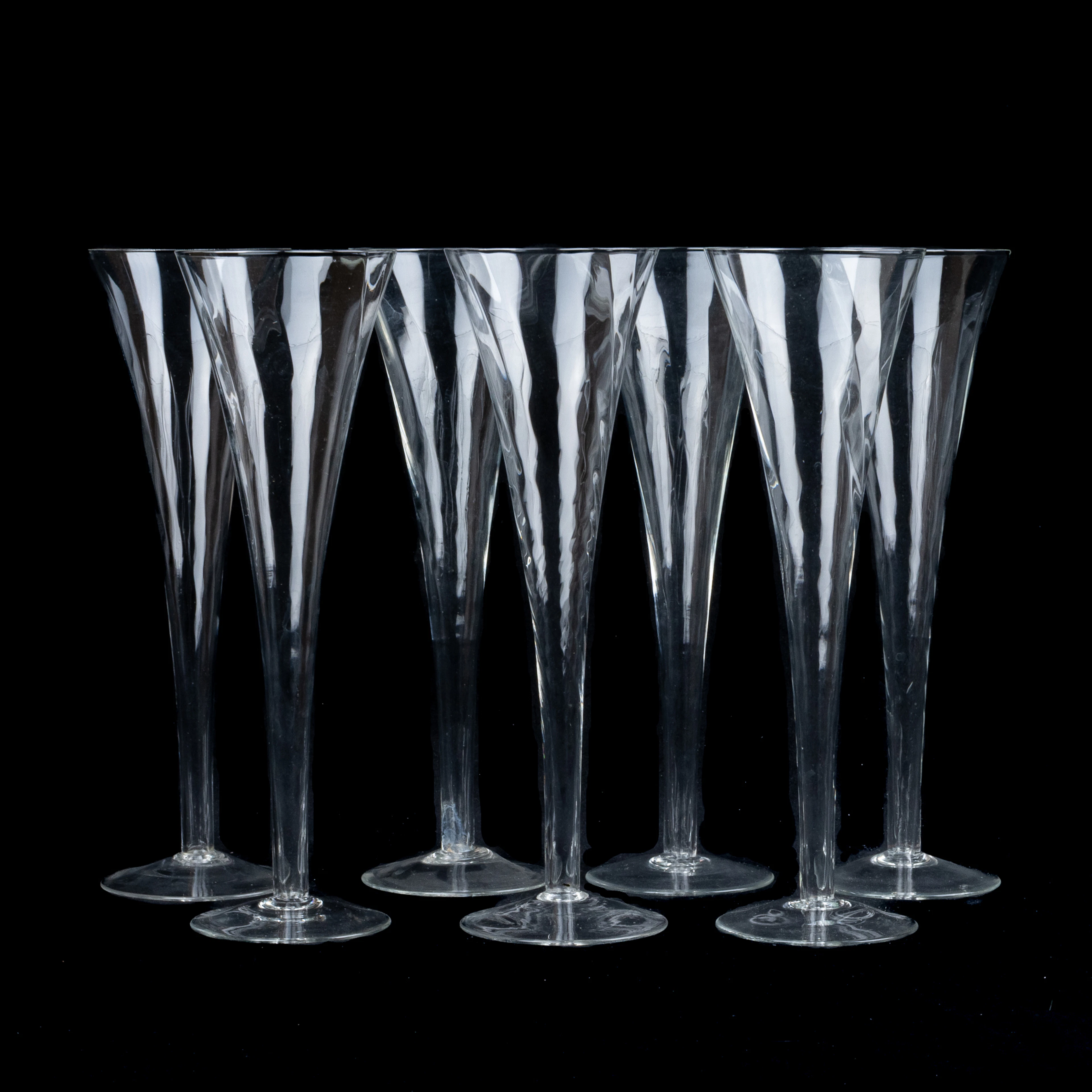 GUNNAR CYRÉN, 7 st champagnestrutar, "Helena", Orrefors, 1900-talets