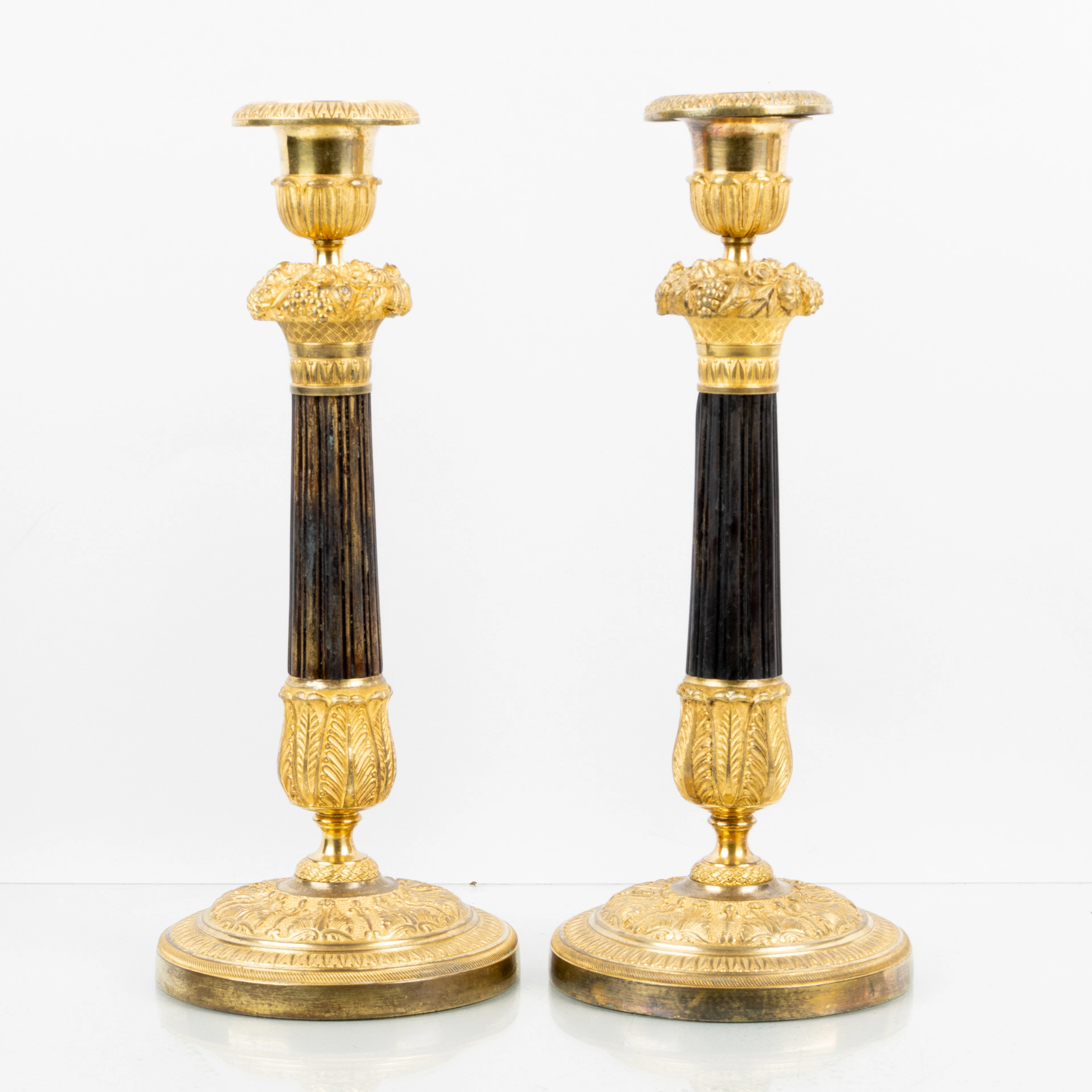 CANDELABROS, 1 par, bronce, Francia, 1800
