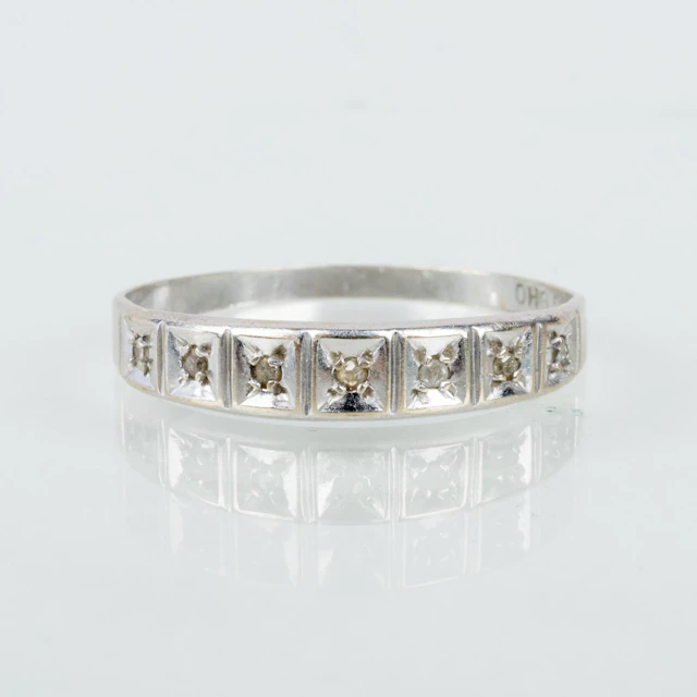 ETERNITY RING, 14k white gold, with small rose-cut diamonds