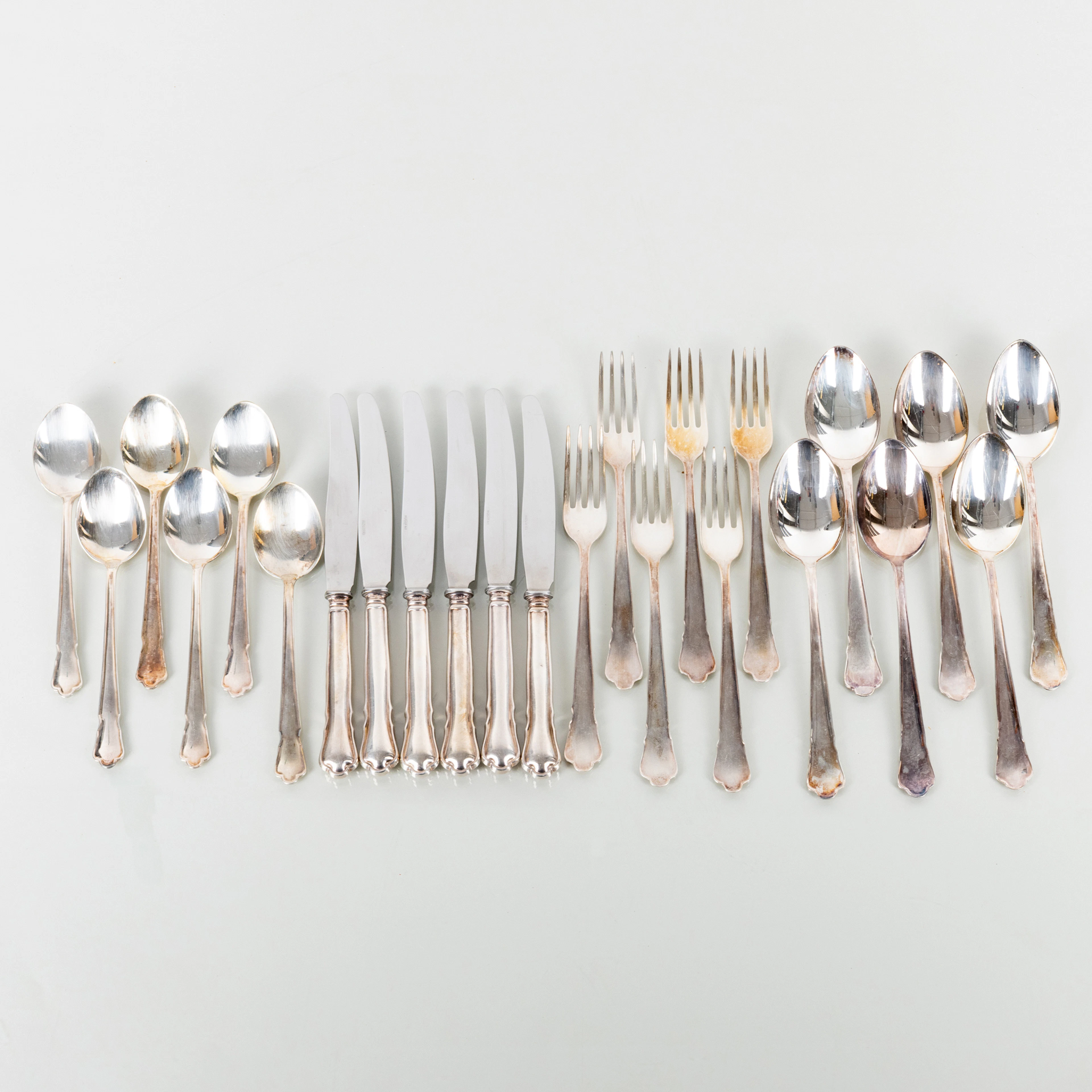Set BETICK, 24 pezzi, argento, Chippendale, GAB, anni 1970, tot