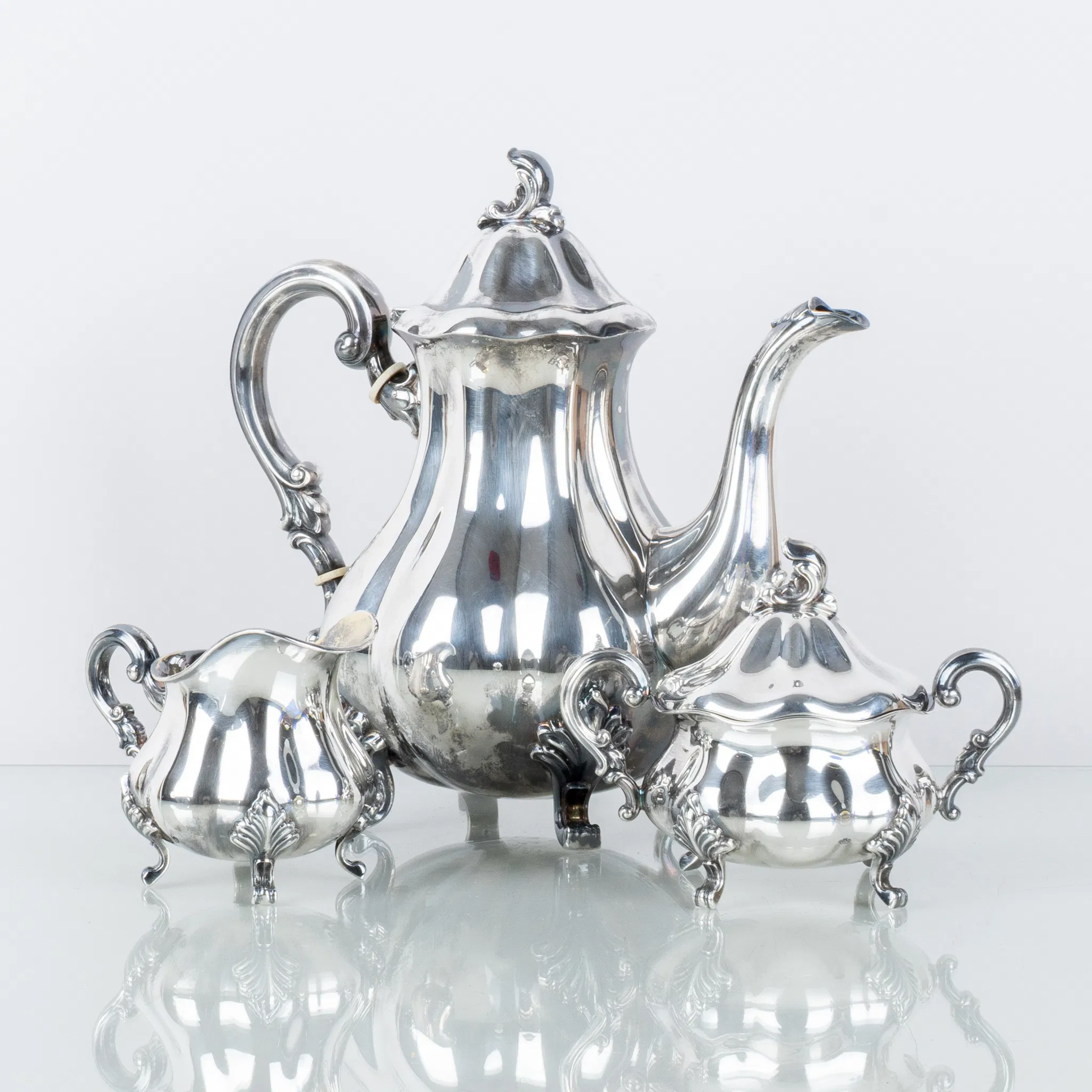 KAFFEESET, 3 Teile, Sterlingsilber, zweite Hälfte des 20. Jahrhunderts