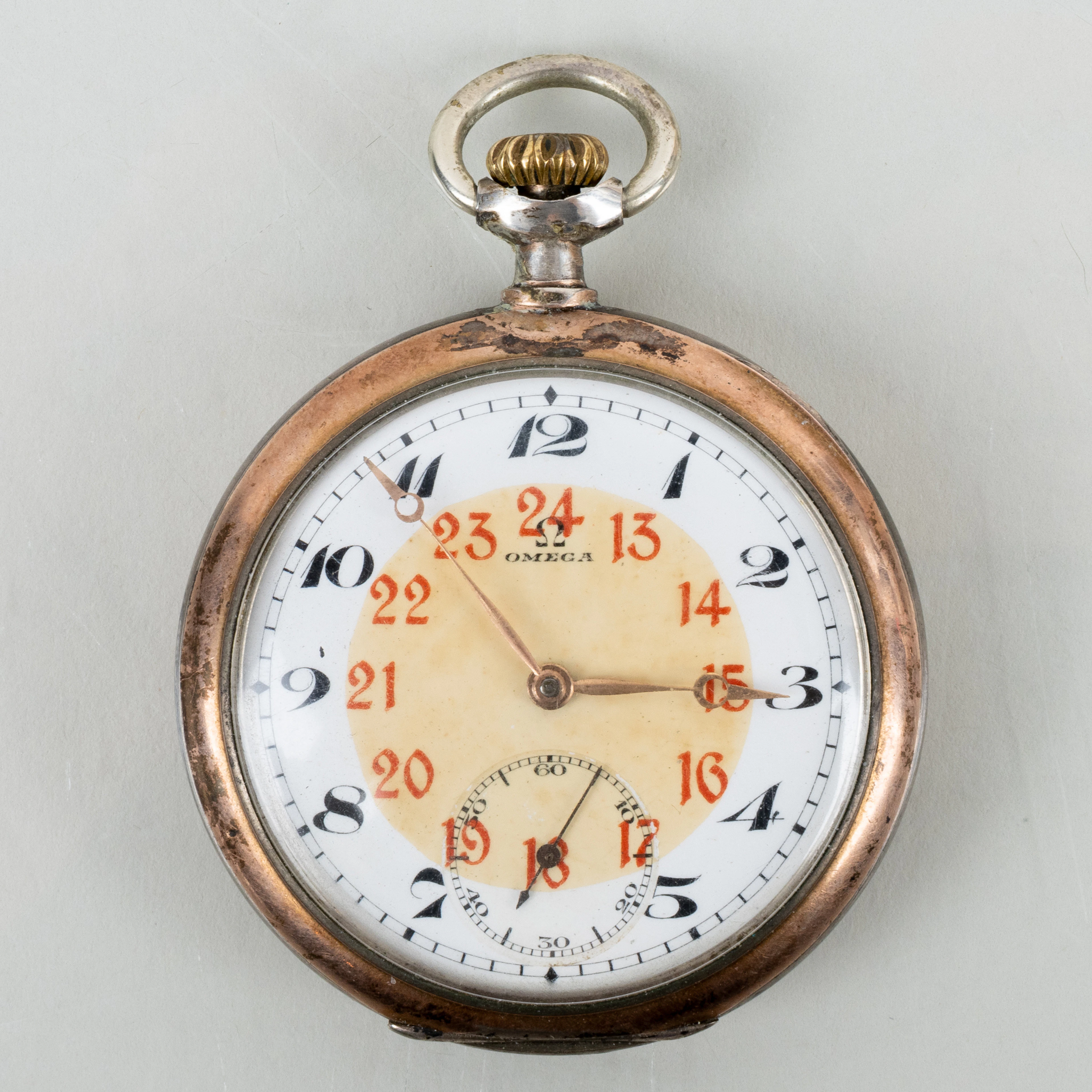 RELOJ DE BOLSILLO, Omega, plata, la primera mitad del siglo XX