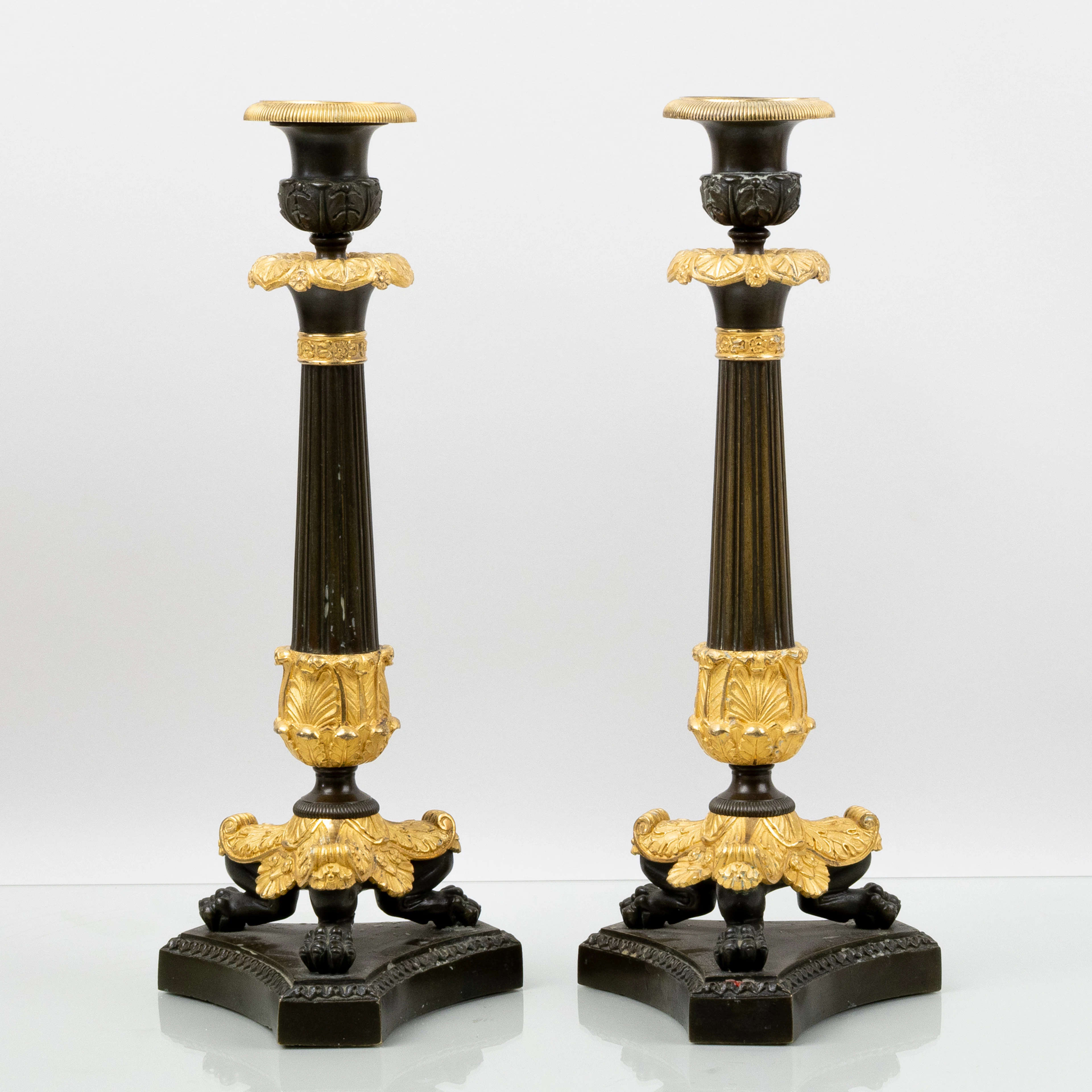 CANDELABROS, 1 par, bronce, imperio tardío, Francia, mediados de 1800
