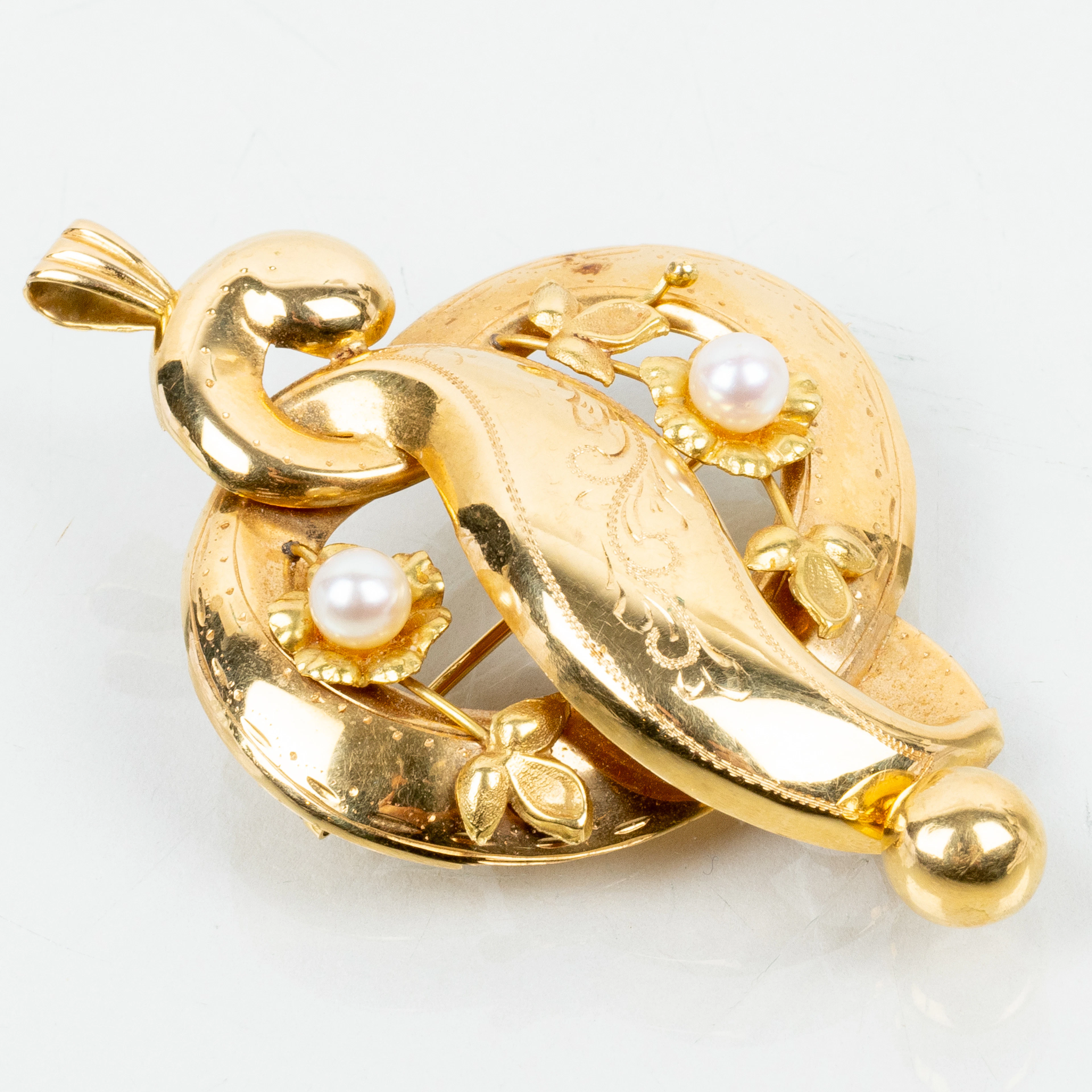 SPILLA / PENDENTE, oro 18 carati, peso tutto circa 7,4 g