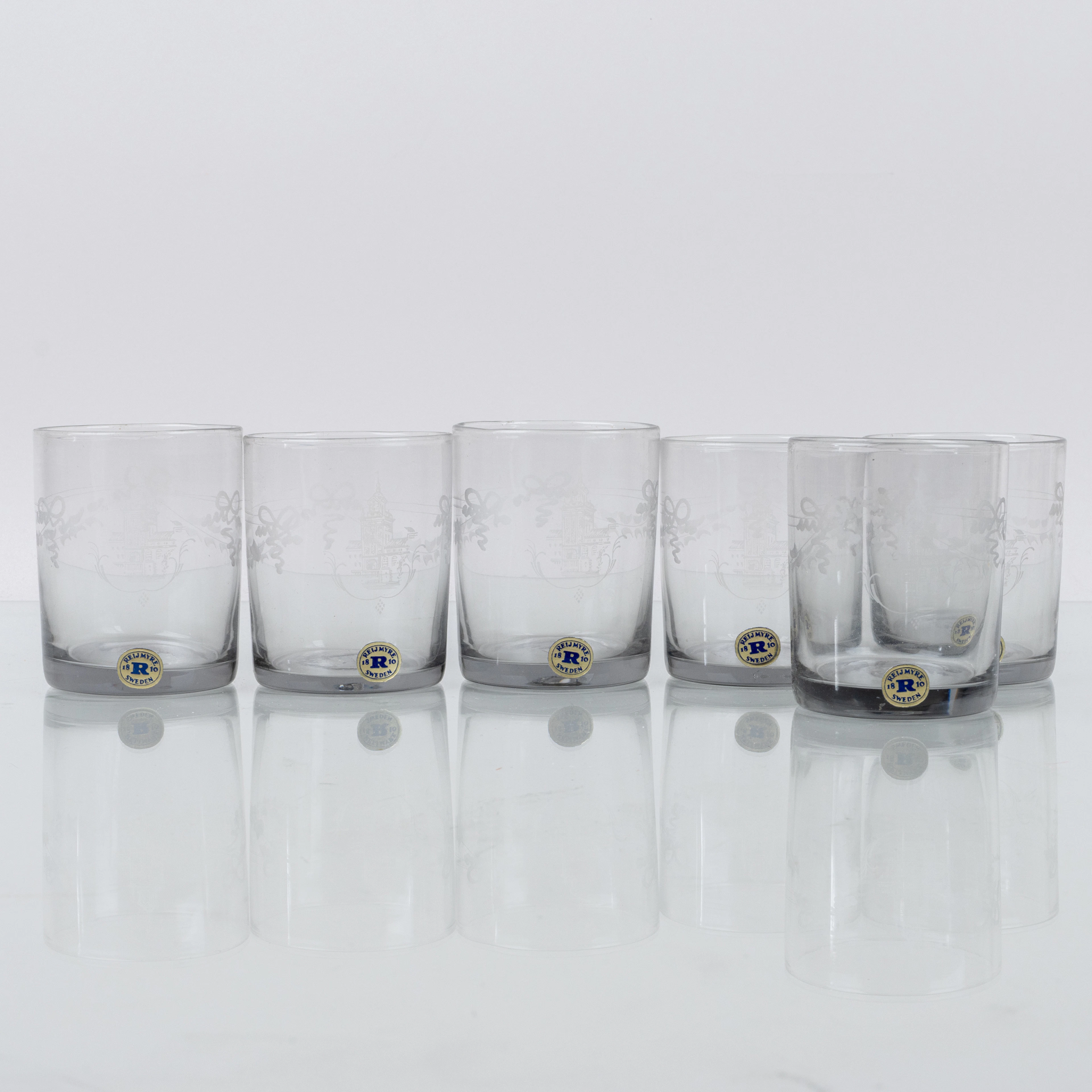 SELTZERSGLAS, 6 pcs, "Antique", Reijmyre glassworks, probably the second half of the 1900s