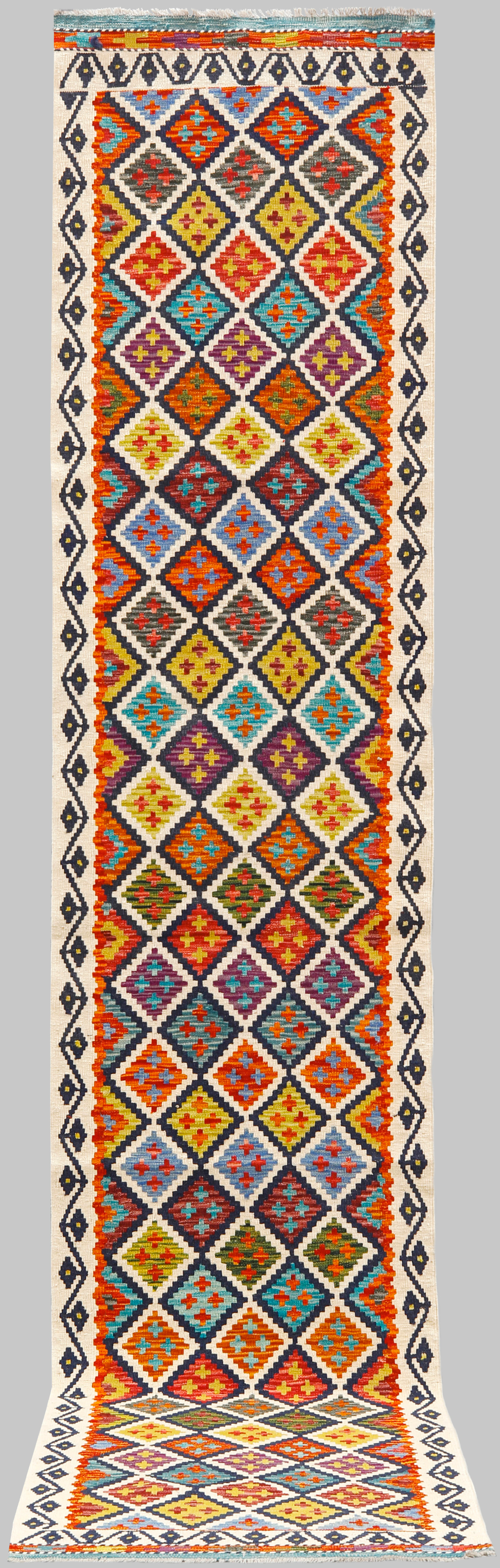 TAPIS, galerie, Kilim, environ 390 x 80 cm