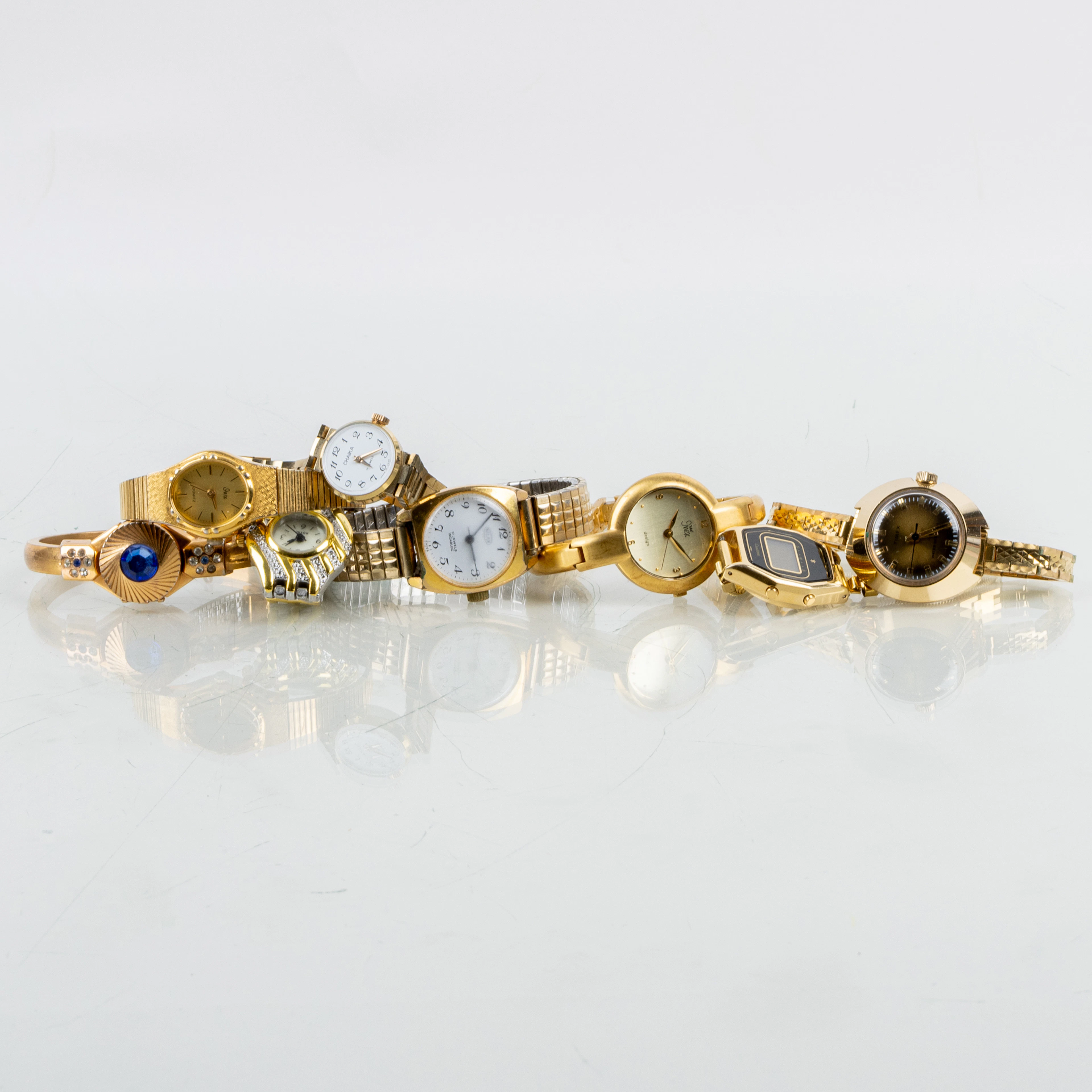 RELOJES de pulsera, 8 piezas, metal amarillo, Timex azul, Inez, Chaika, Nilax, 1900s