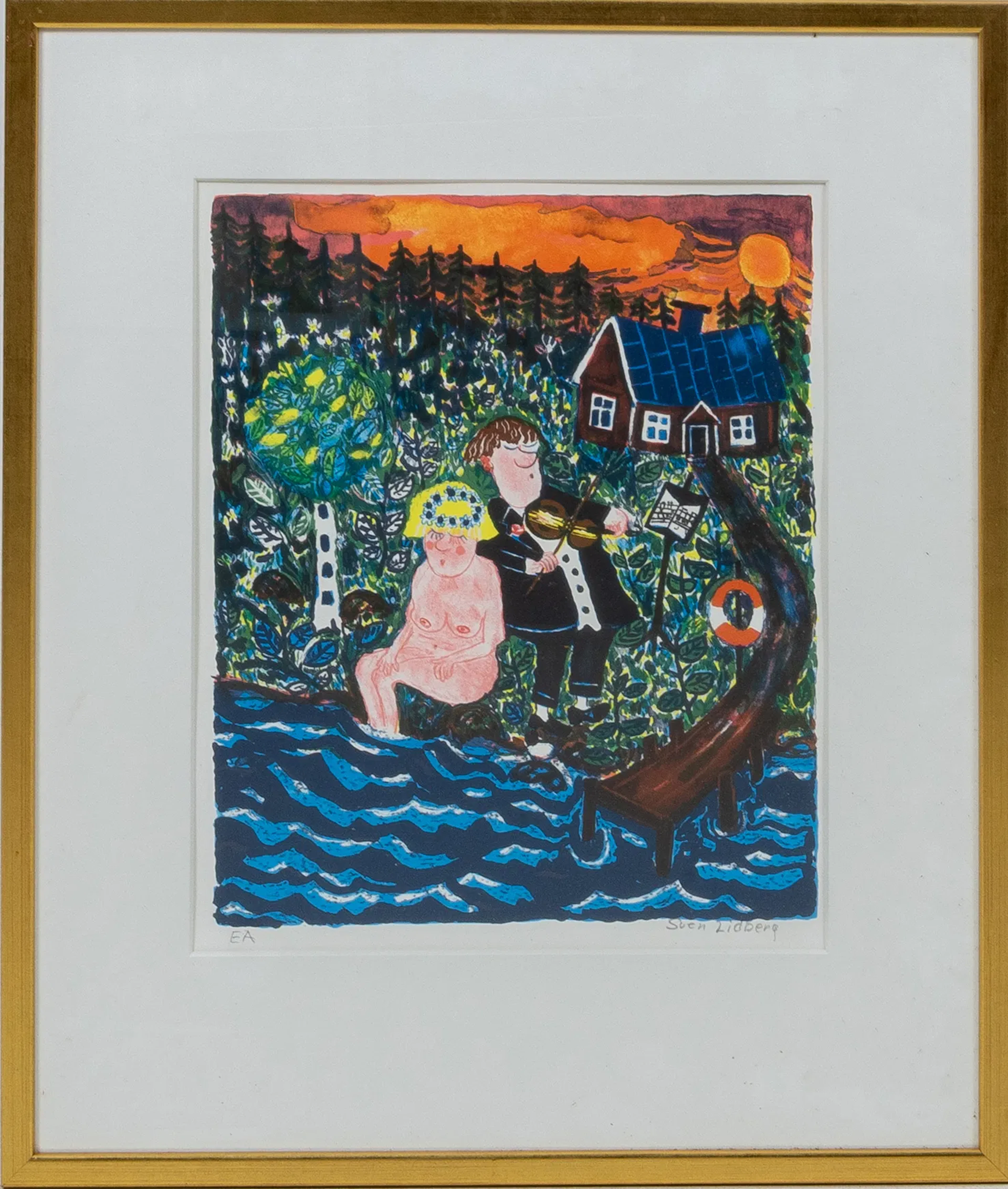 SVEN LIDBERG (1929-2009), handkolorerat färglitografi, provtryck