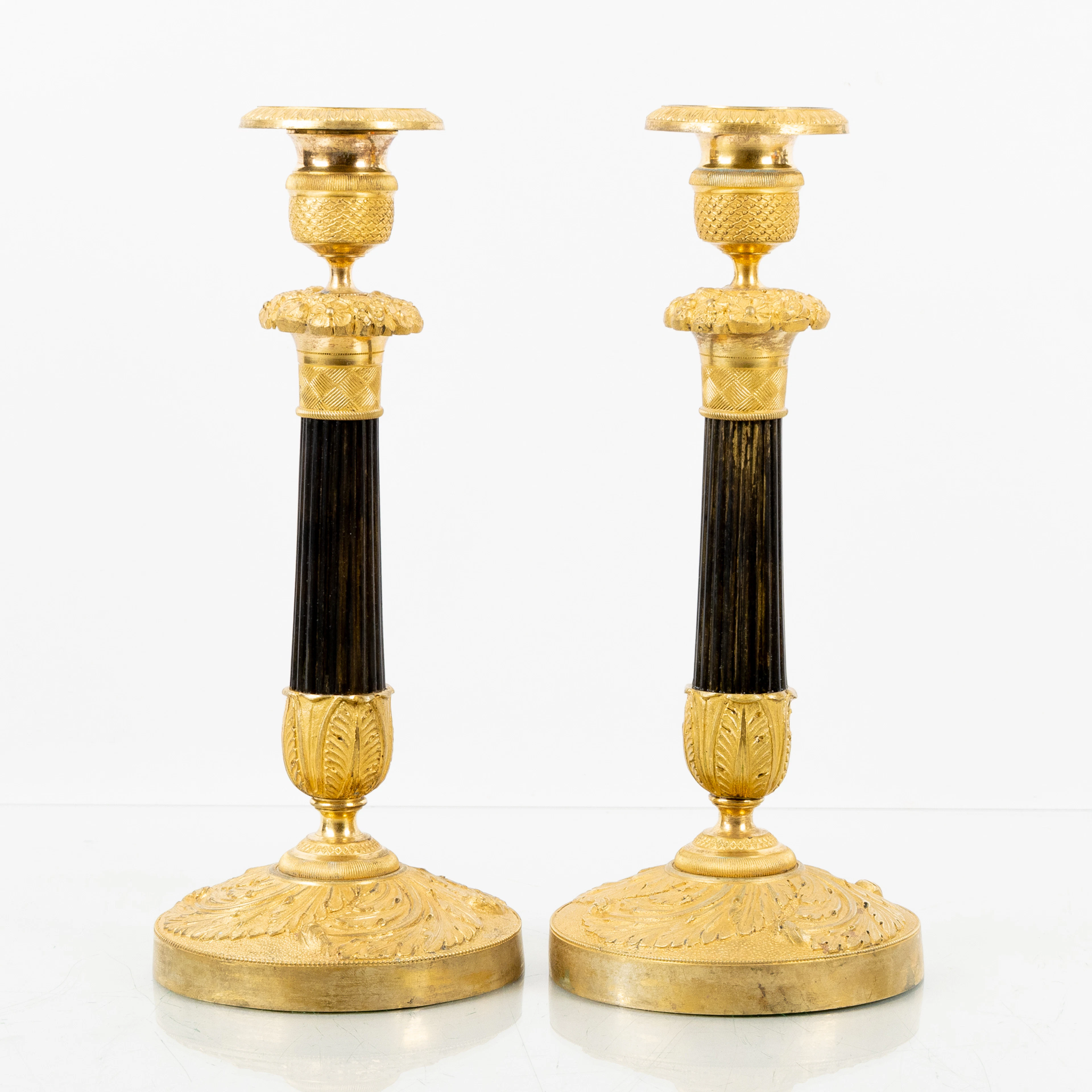CANDELABROS, 1 par, bronce, Francia, 1800