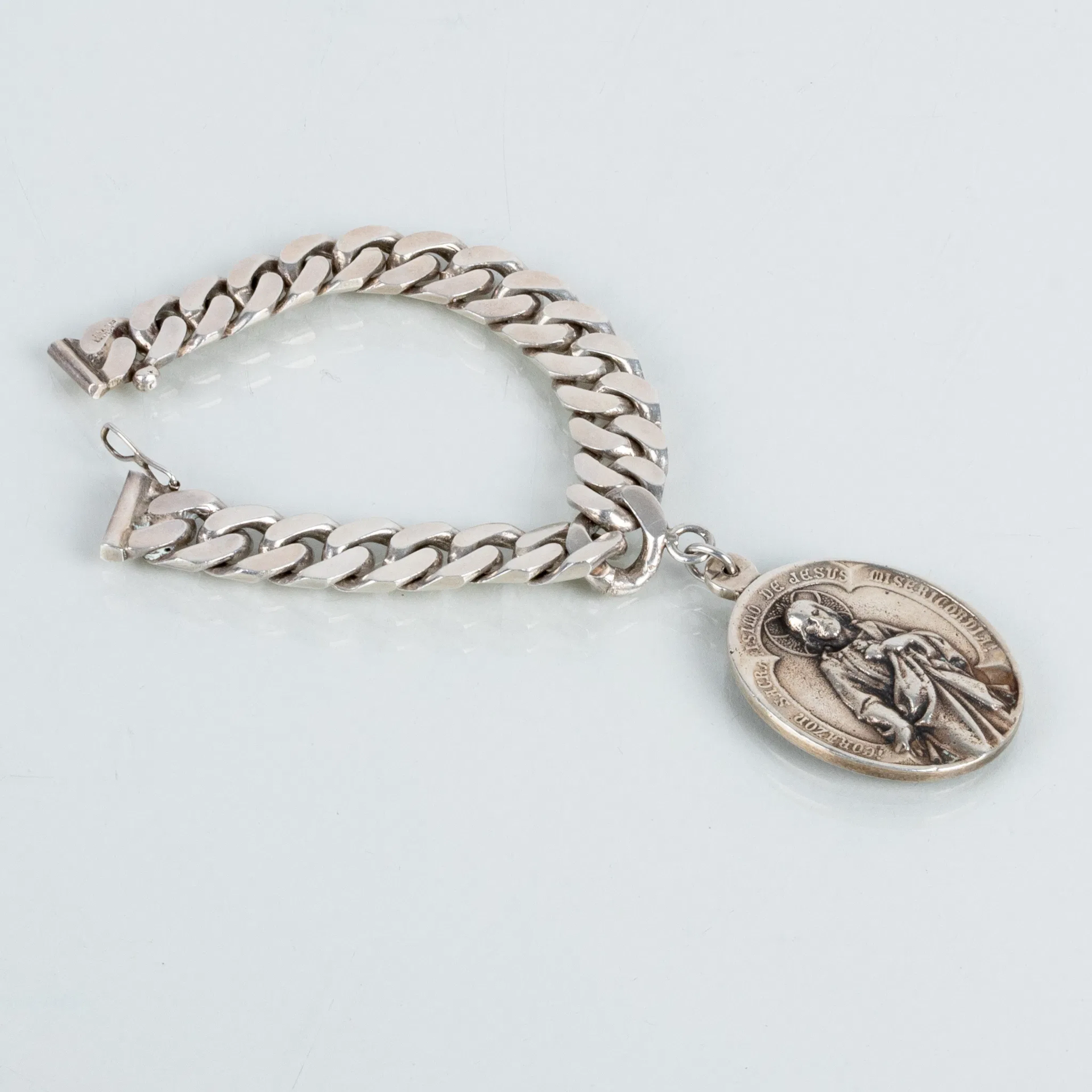 BRACELETS WITH CHARM, silver, armour link