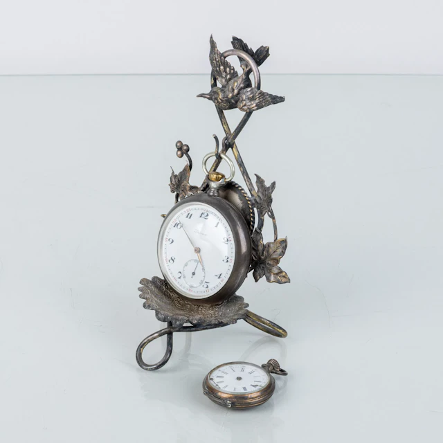 POCKET WATCH, 2 pcs, silver, with pocket rack, the first half of the 1900s