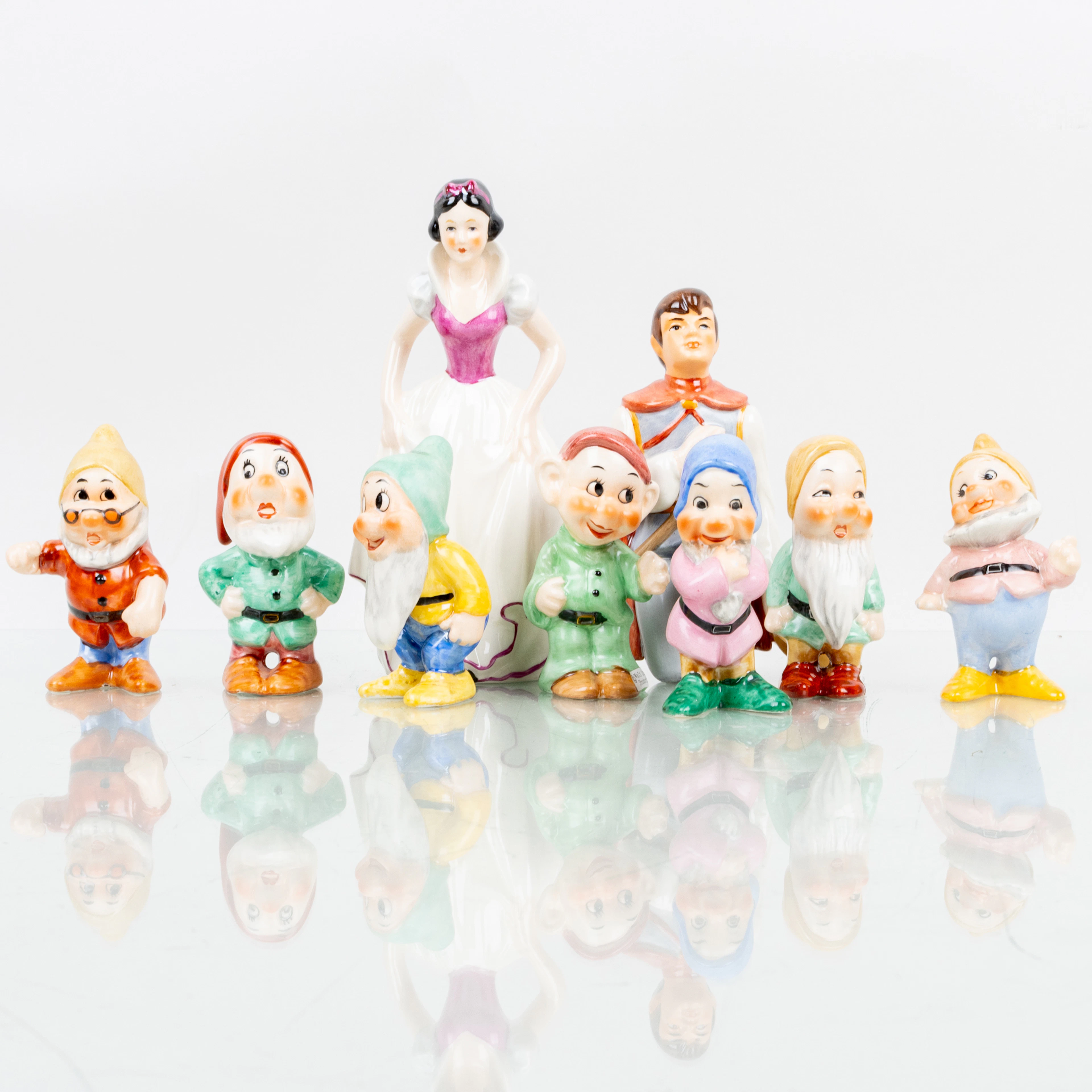 FIGUREN, 9 Teile, Porzellan, "Schneewittchen und die sieben Zwerge", Goebel