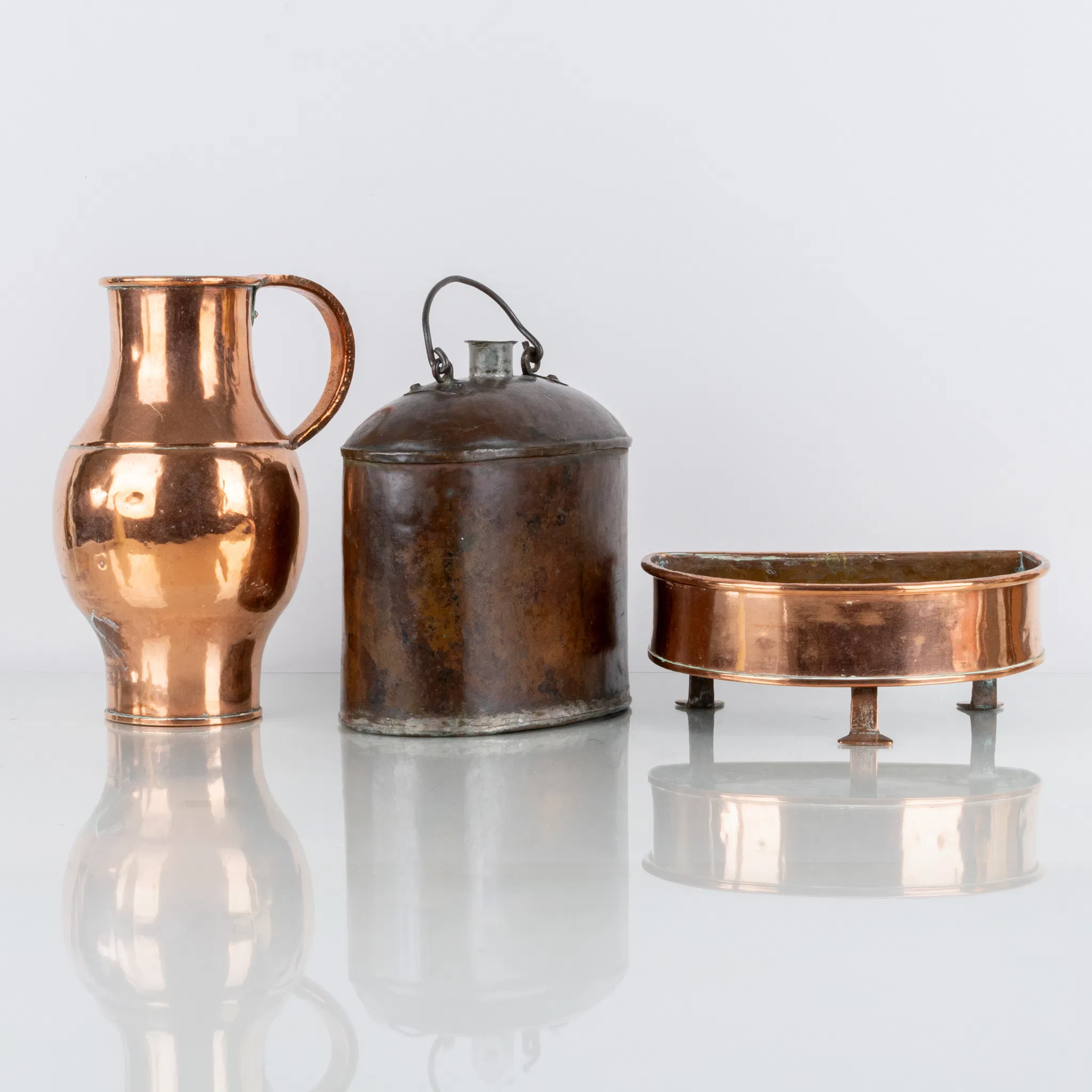 COPPER OBJECTS, 3 pcs, 1800s