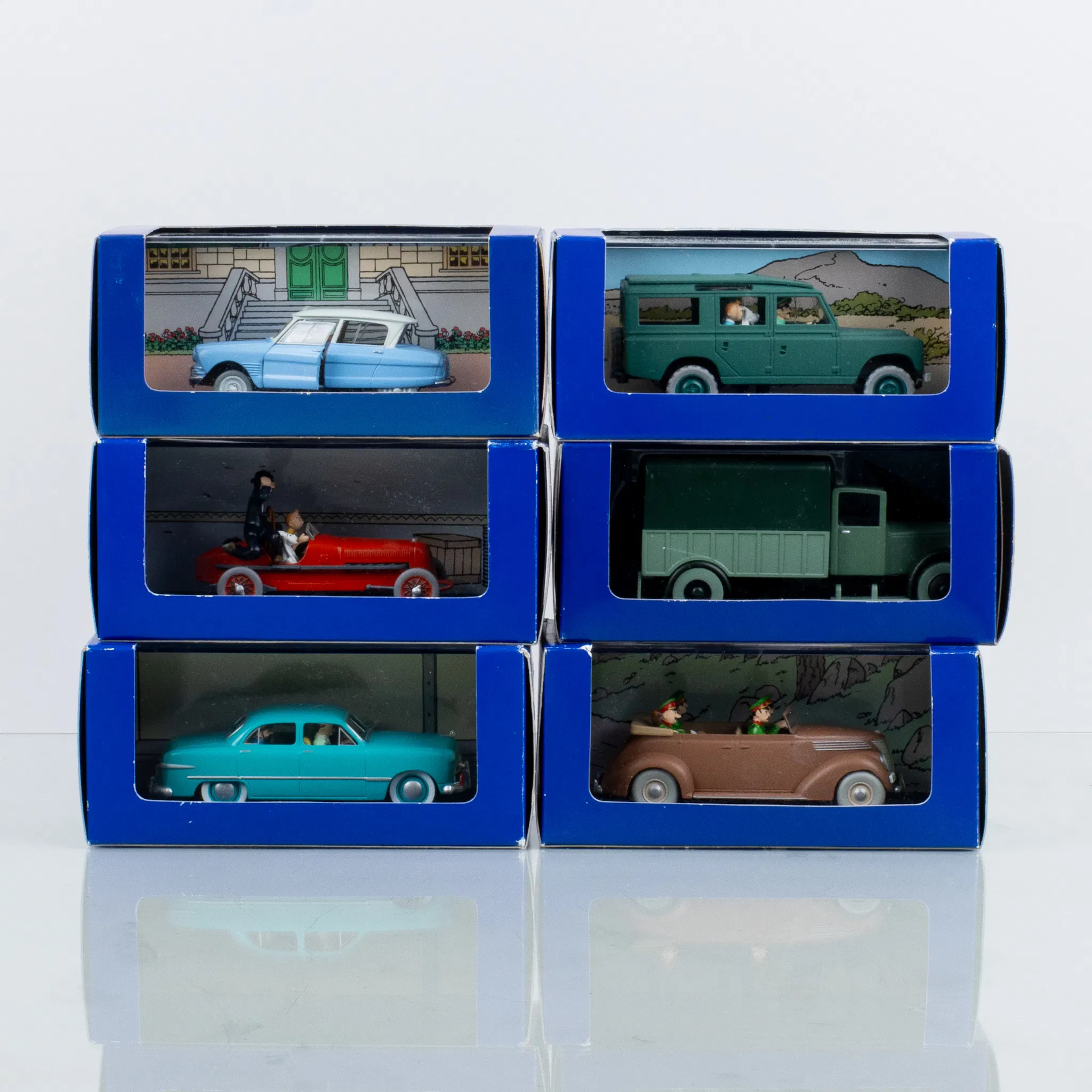 VOITURES DE COLLECTION, 6 pièces, Tintin Hergé-Moulinsart, années 2000.