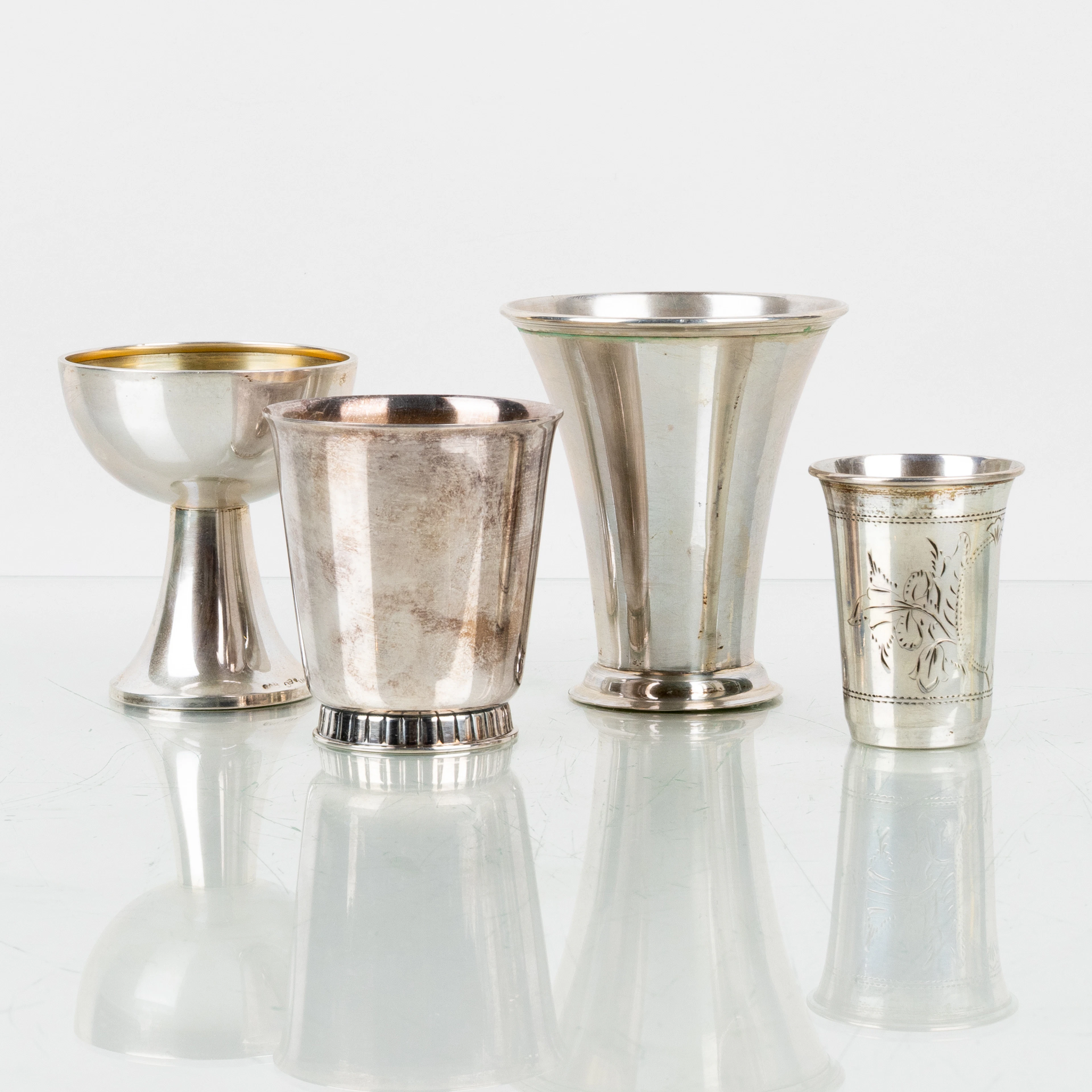 TAZZA, 4 pz, argento, 1900, peso tot circa 160 g