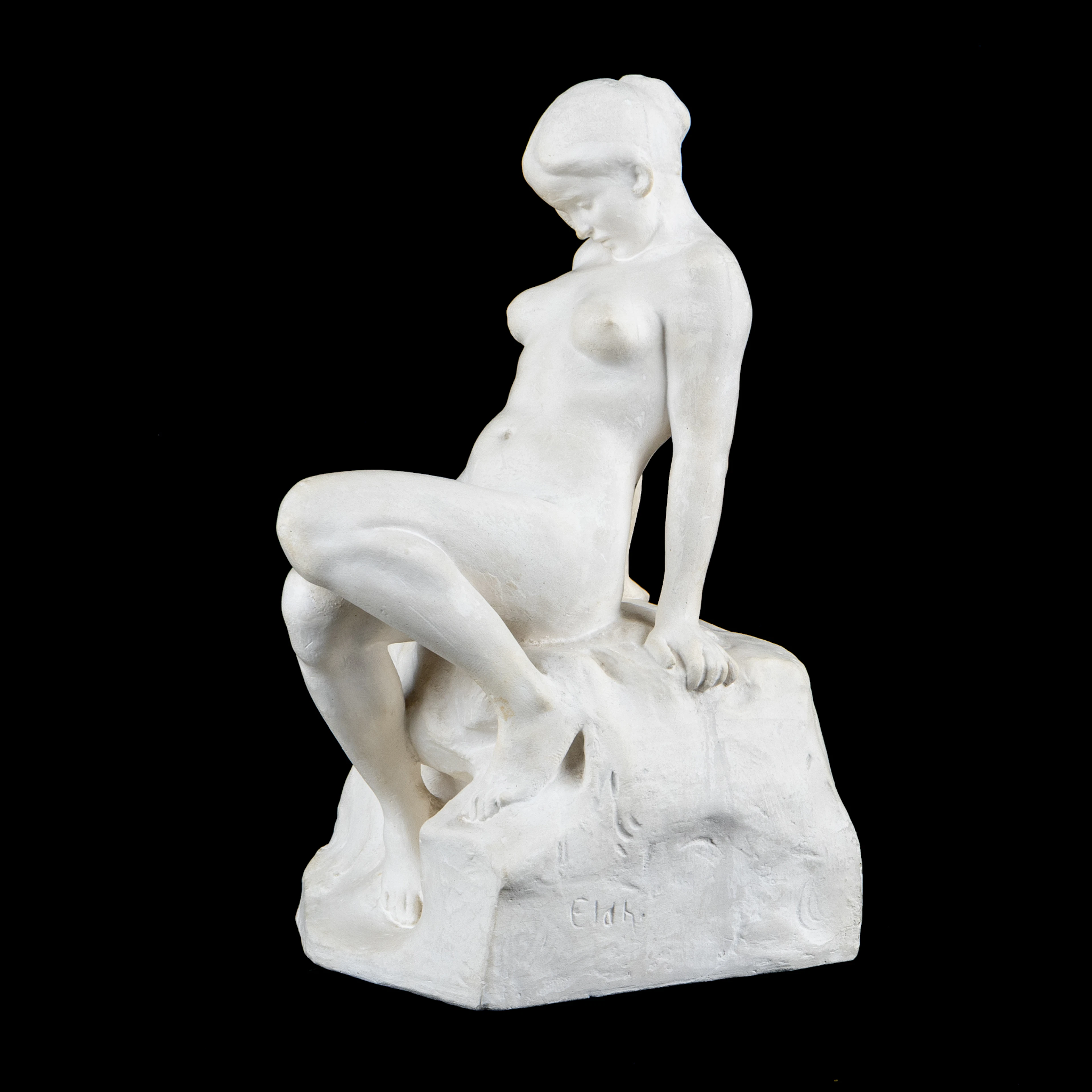 CARL ELDH (1873-1954), skulptur, gips, "Vid källan", signerad