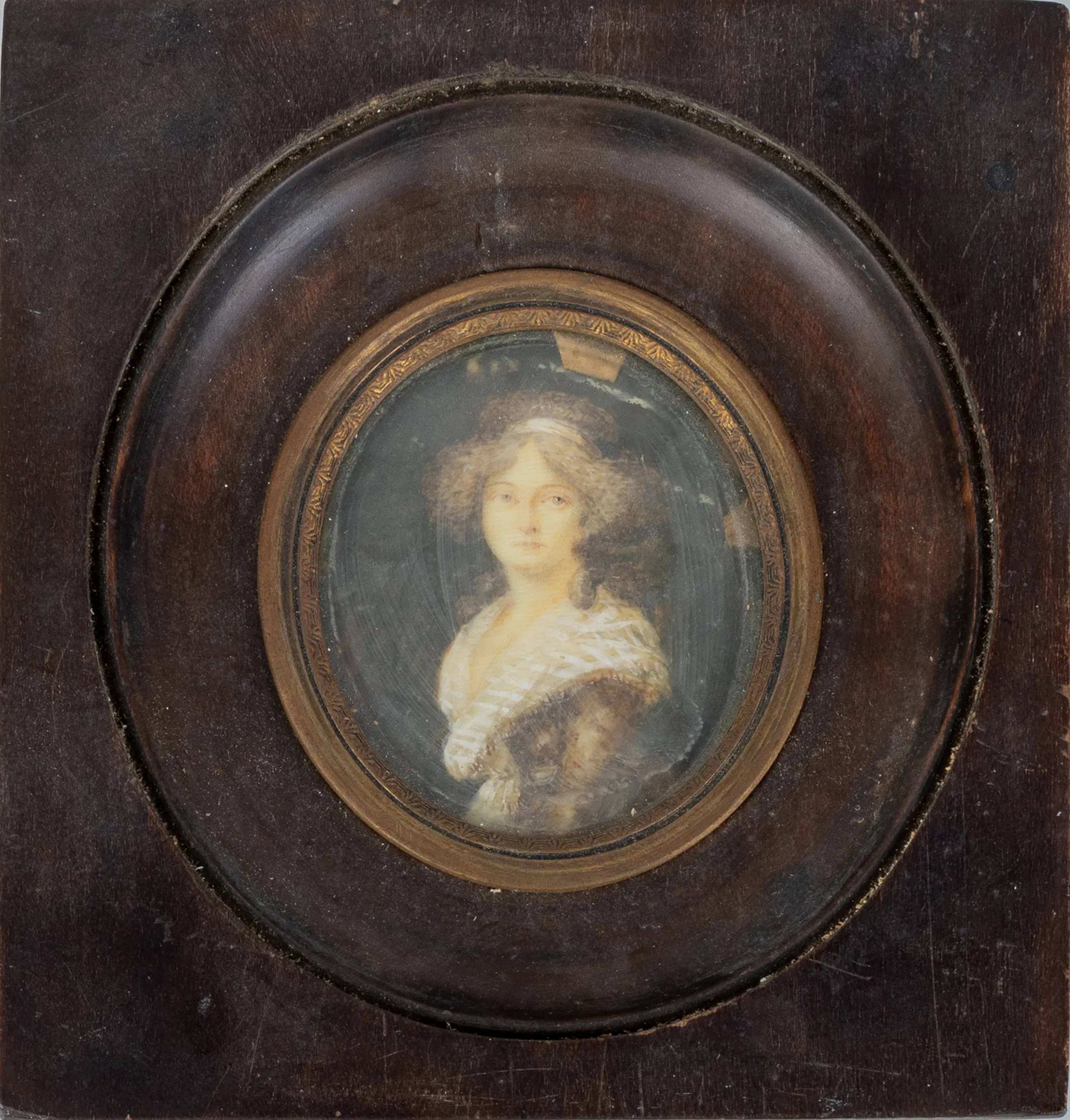 MINIATURE PAINTING, oil on cardboard, 1800s