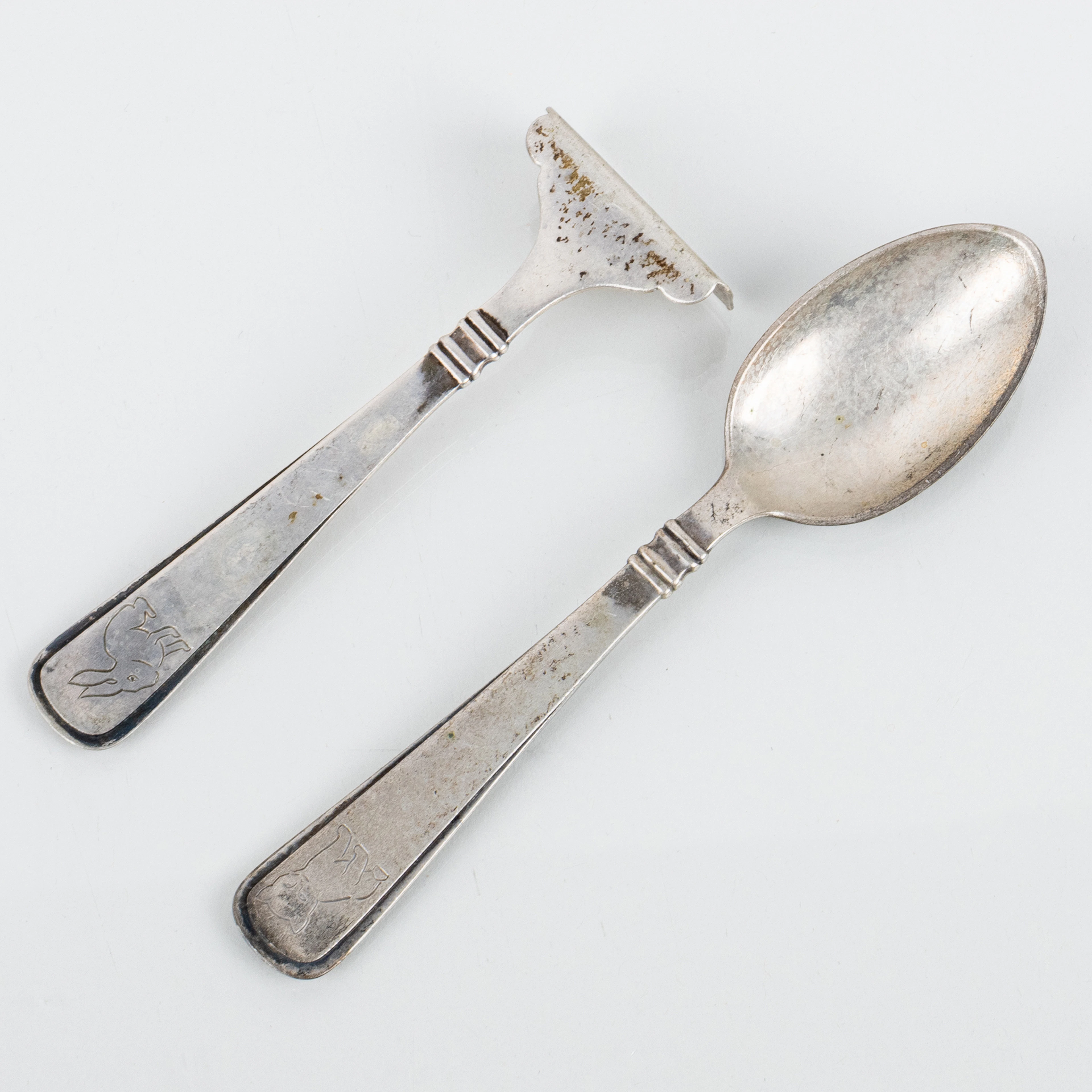 POSATE PER BAMBINI, set di 2, argento, anni 1900