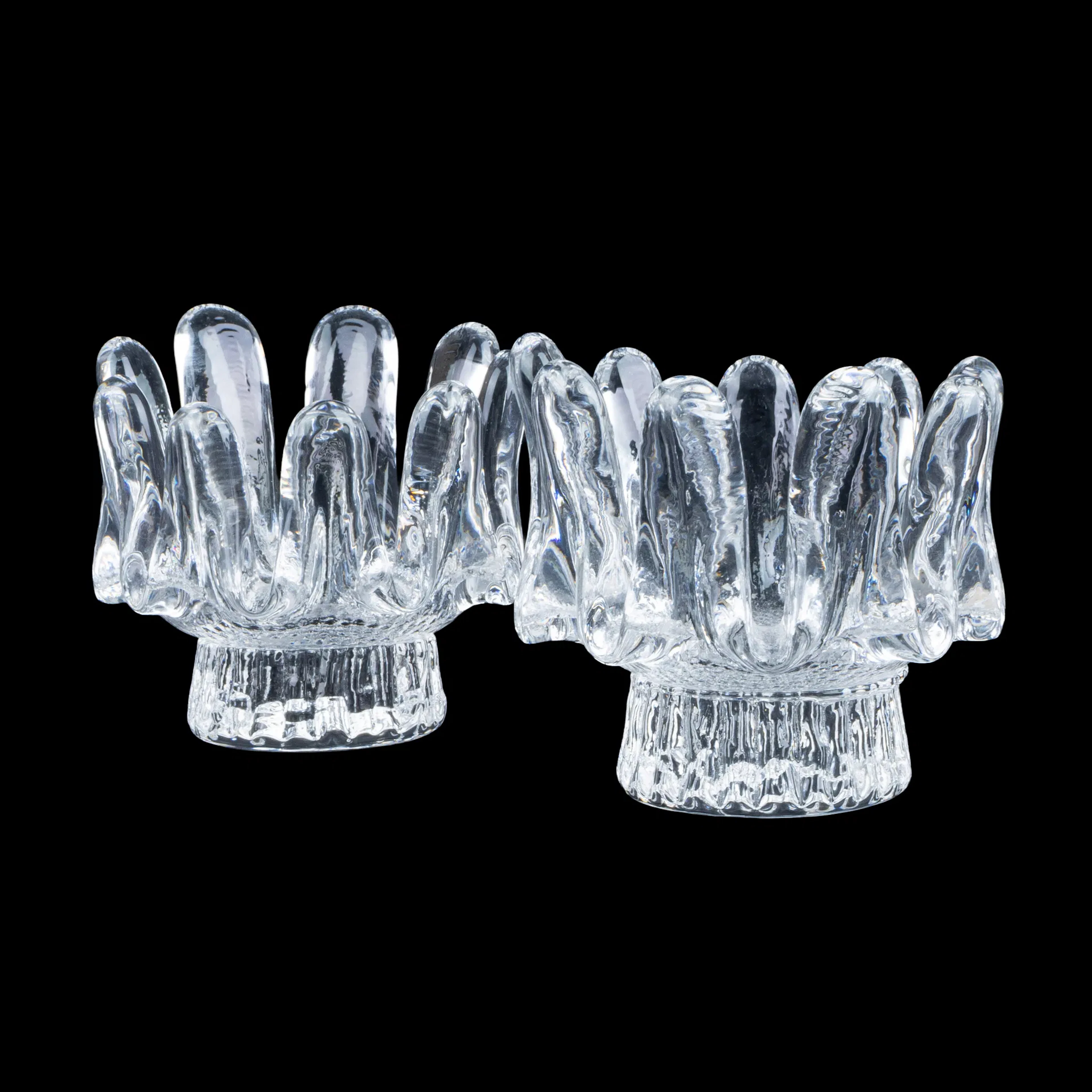 GÖRAN WÄRFF, 1 par de candelabros, cristal, "Girasol", Kosta, siglo XX