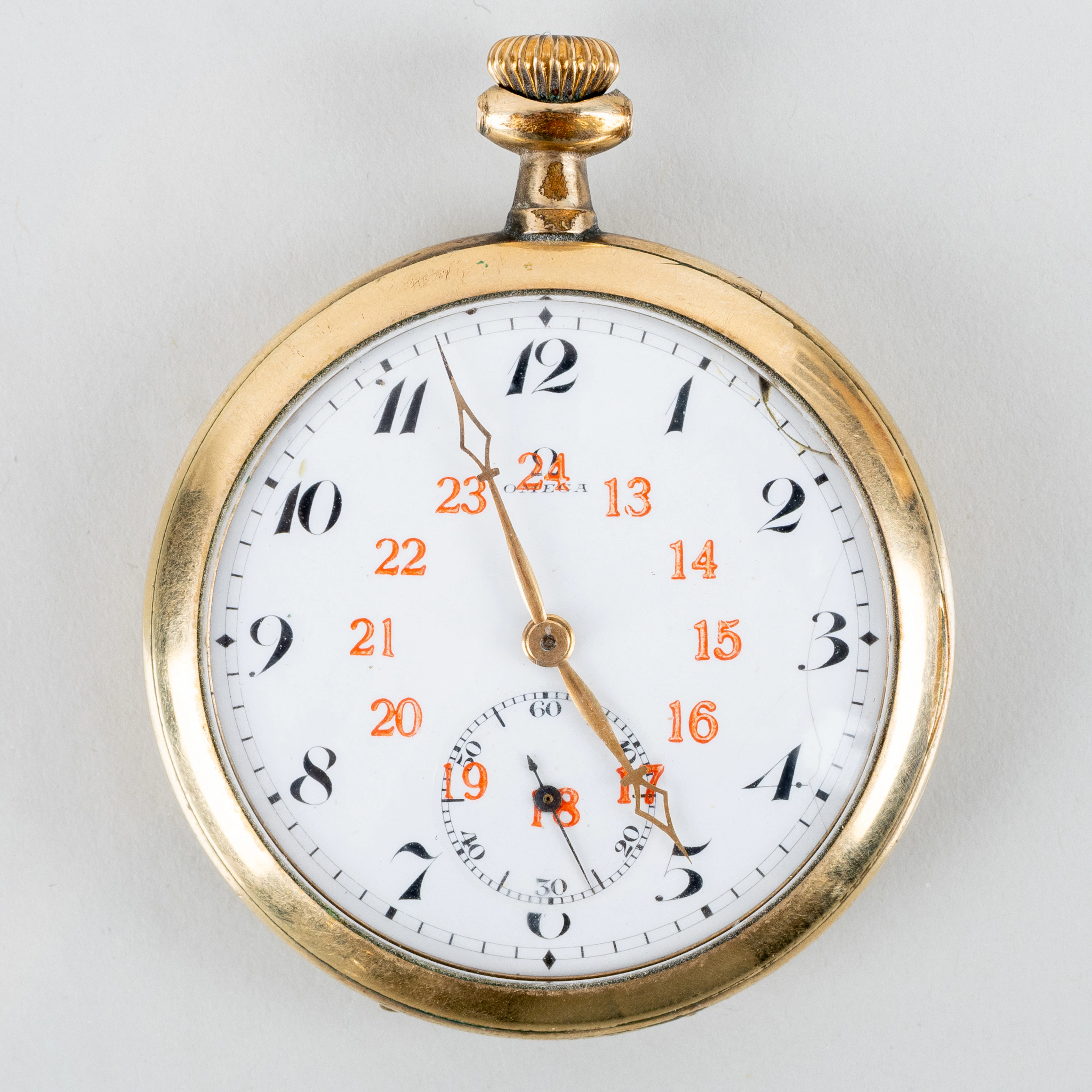 OMEGA, reloj de bolsillo, doble de oro, la primera mitad del siglo XX
