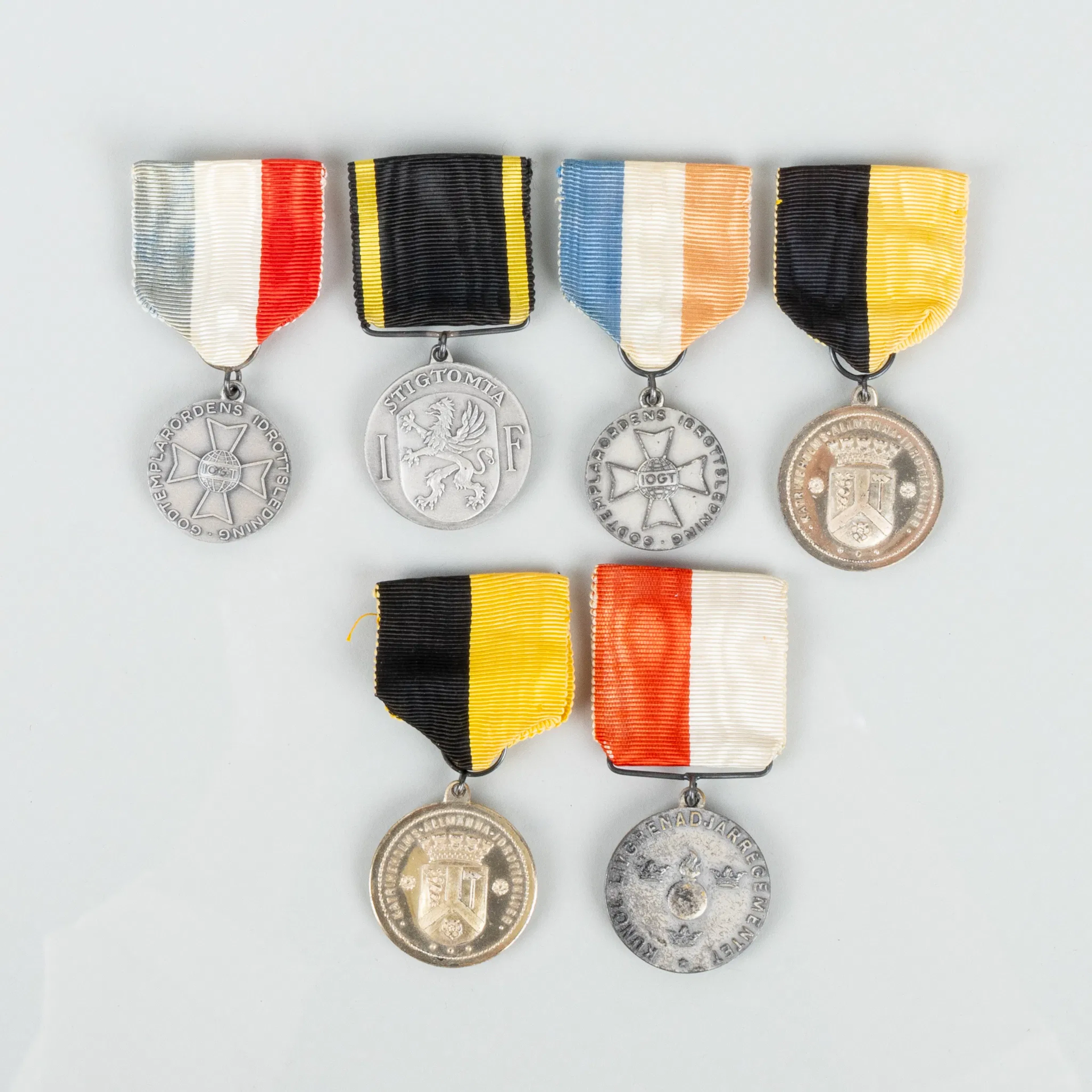 MEDALLAS, 6 piezas, plata, años 1900