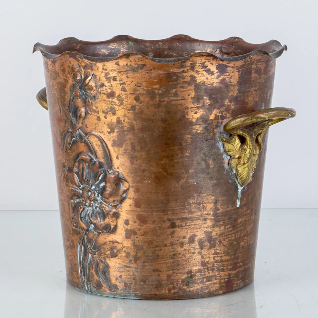 CHAMPAGNERKÜHLER, Kupfer und Messing, 1800er/1900er Jahre