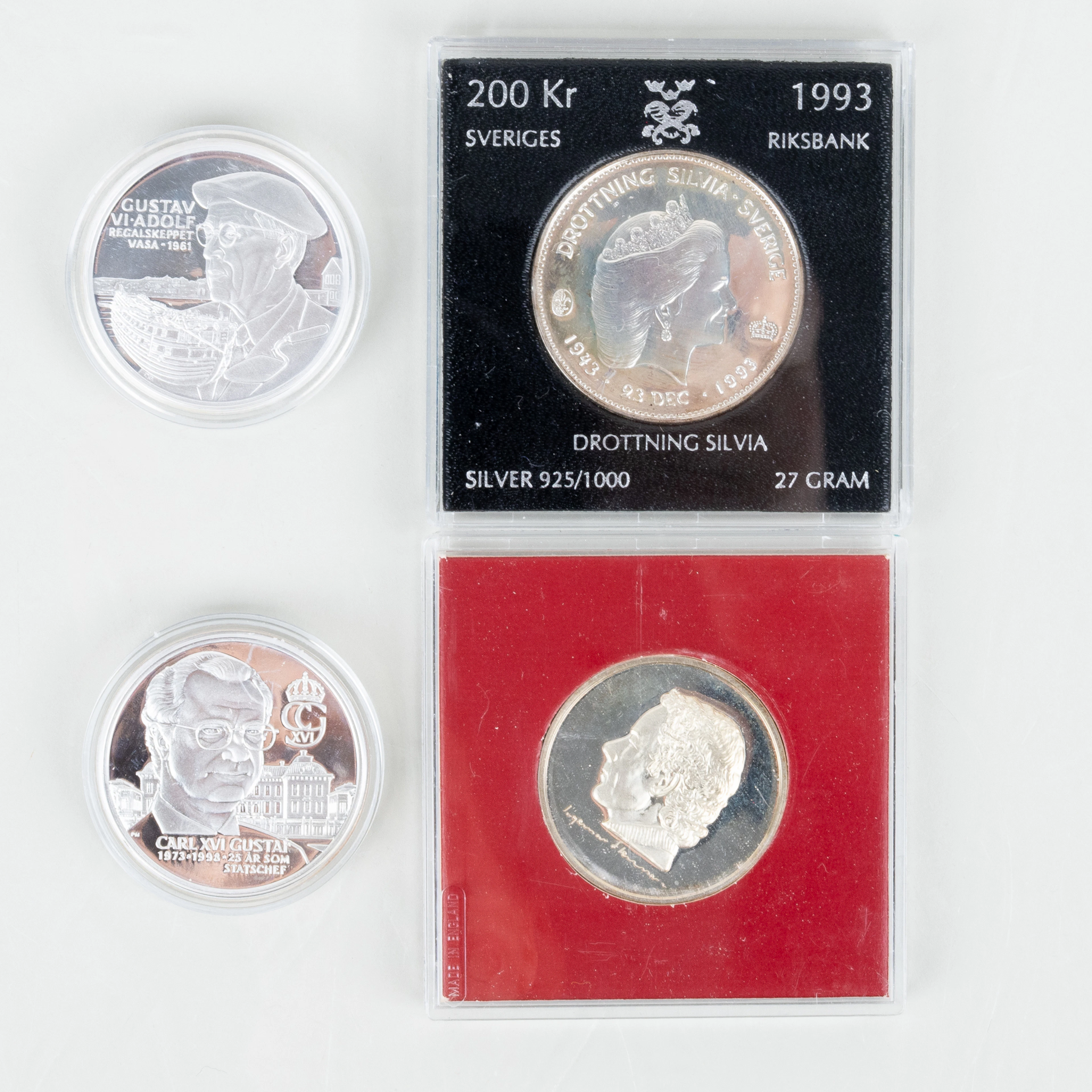 GEDENKMÜNZEN, 4 Silberstücke, zweite Hälfte des 20. Jahrhunderts, Gesamtgewicht ca. 90 g