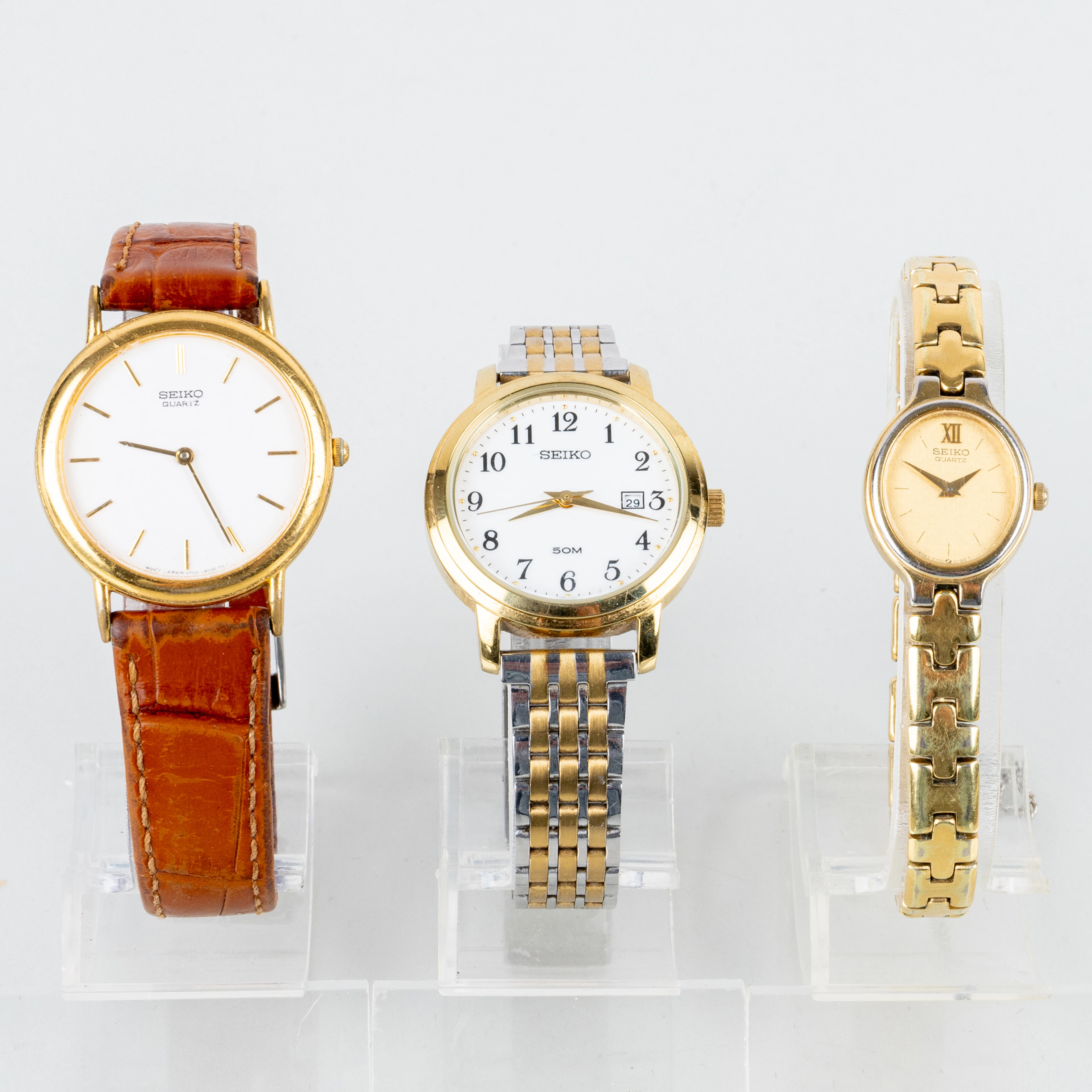 MONTRES-BRACELETS, 3 pièces, Seiko, seconde moitié du XXe siècle