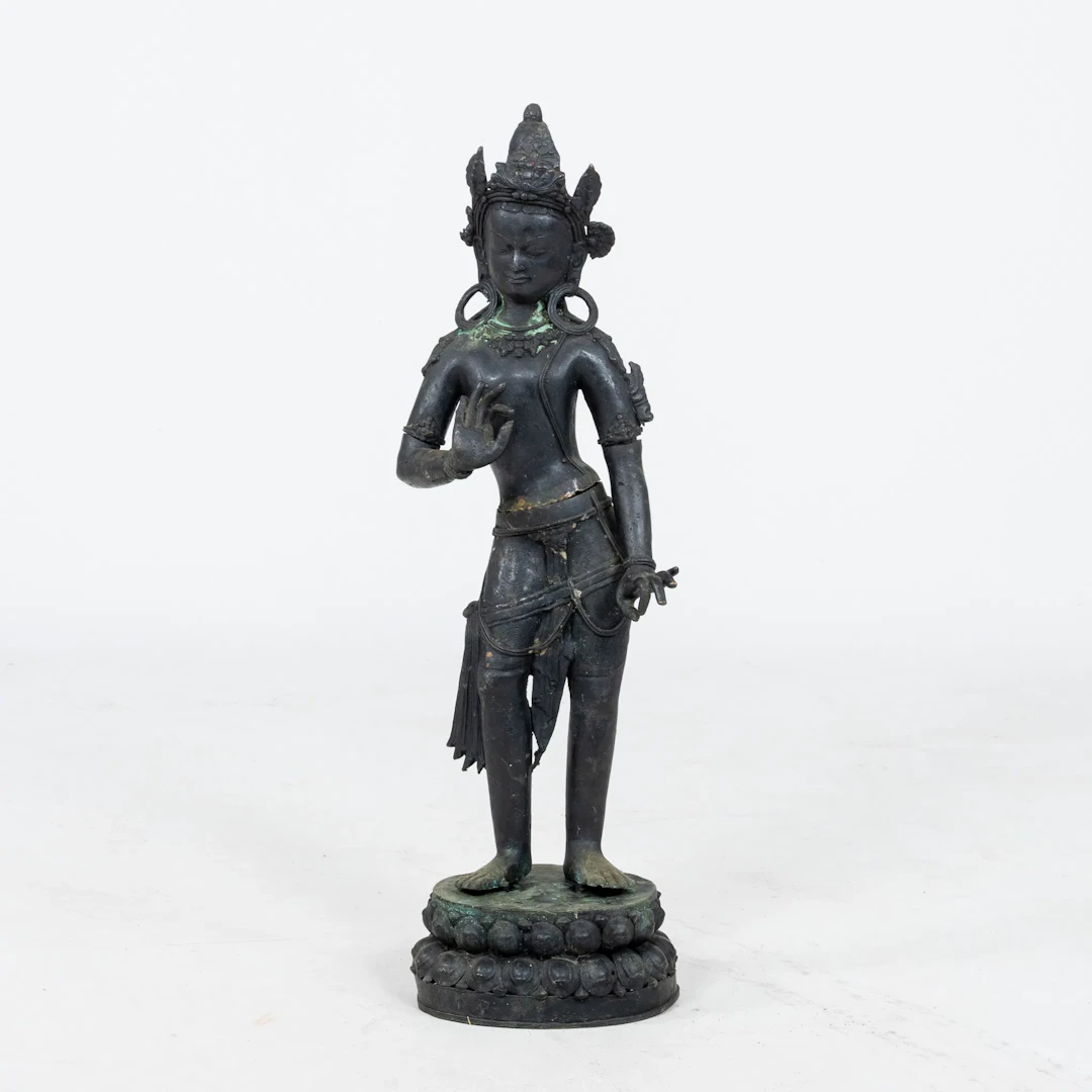 ESTATUILLA, bronce, de pie Tara, posiblemente India, siglos XIX/XX