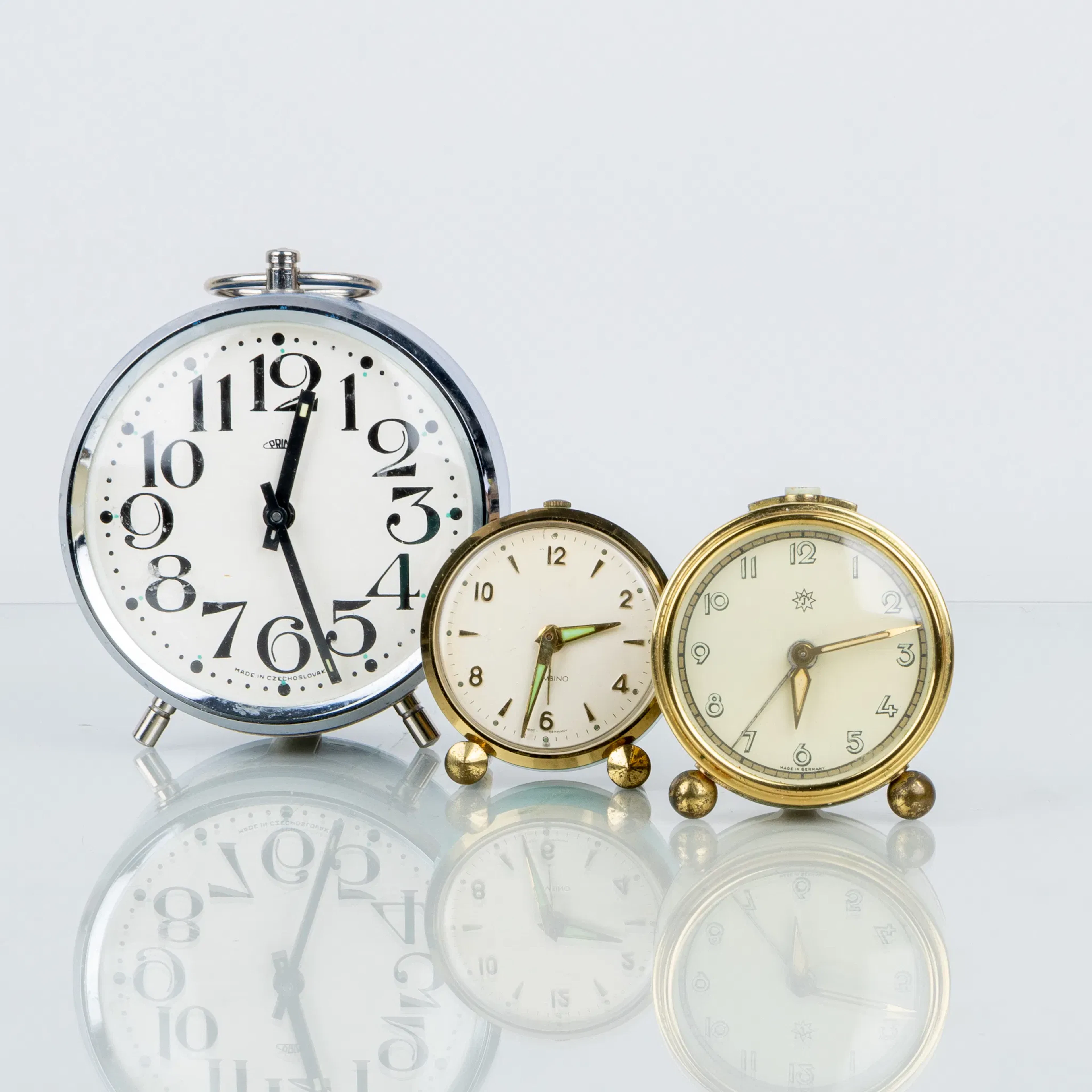 ALARM CLOCKS, 3 pcs, Junghans, Bambino and Prima, the first half/middle of the 1900s