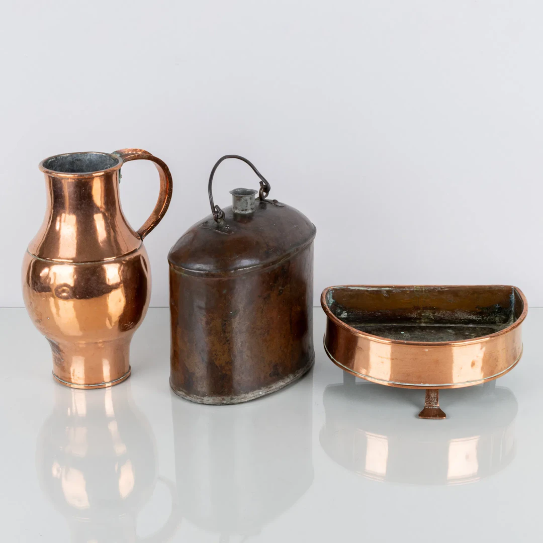 COPPER OBJECTS, 3 pcs, 1800s
