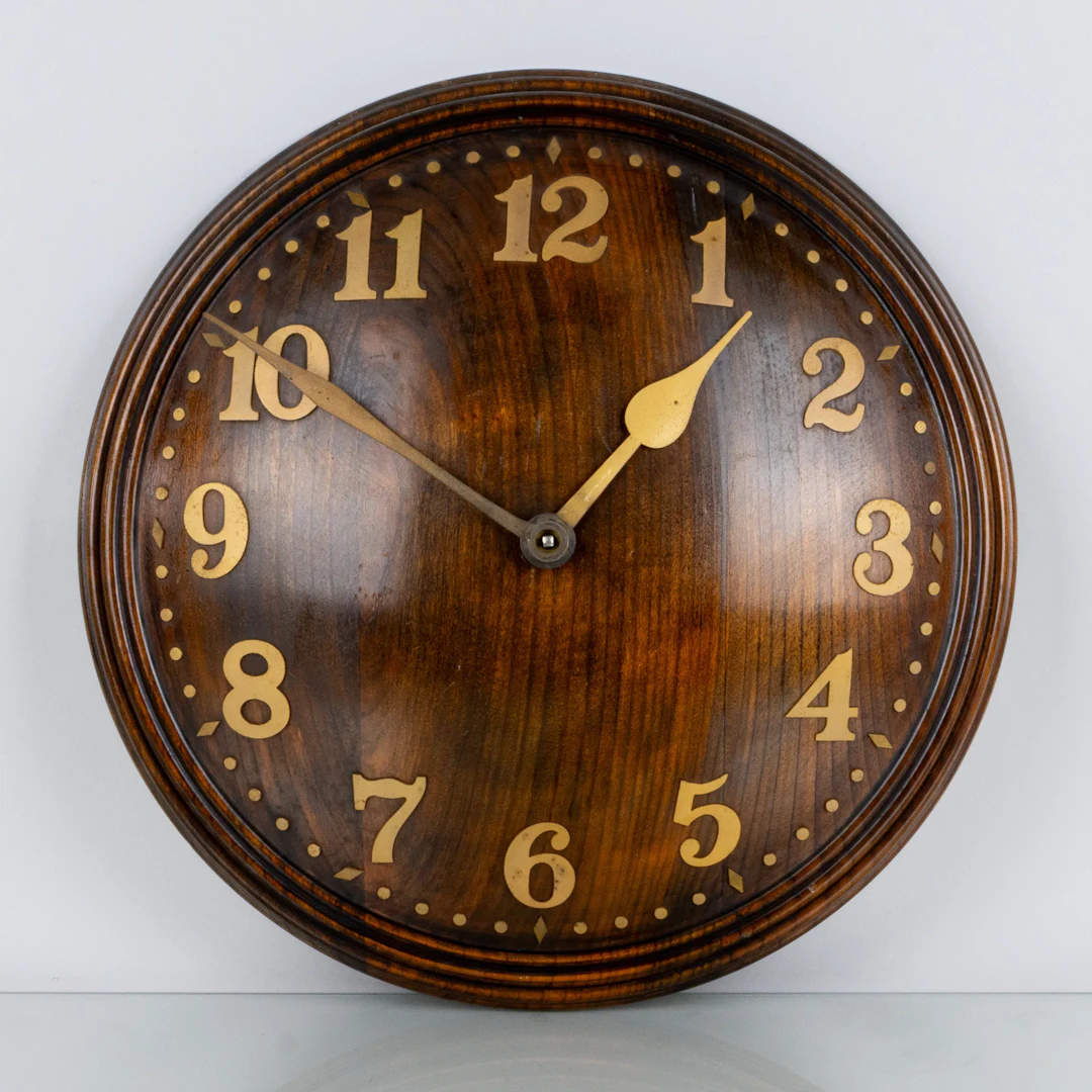 WALL CLOCK, stained wood, so-called 18 day clock, Zenith, Switzerland, mid-1900s