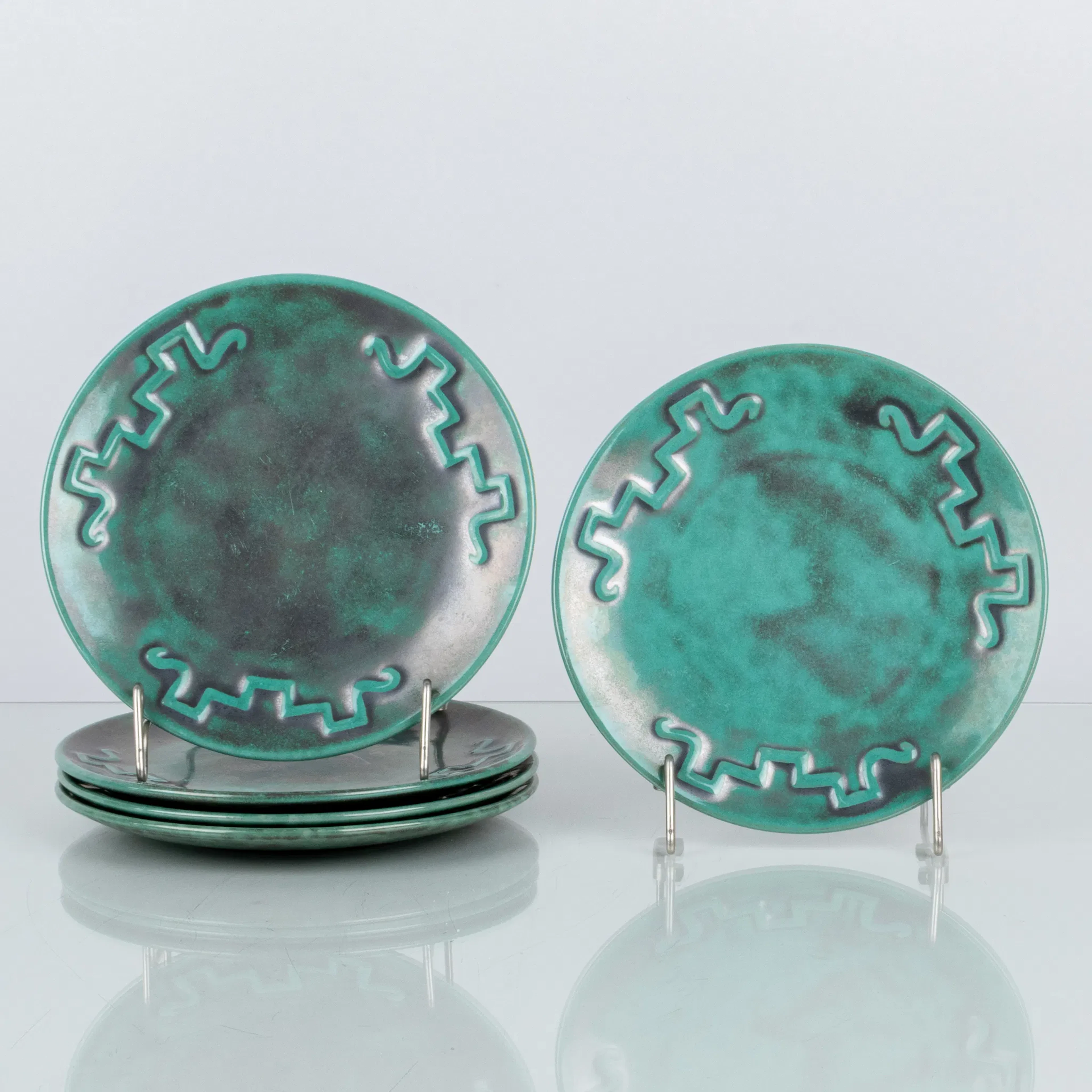 ASSIETTES, 5 pièces, céramique, « Juno », Upsala Ekeby, années 1930